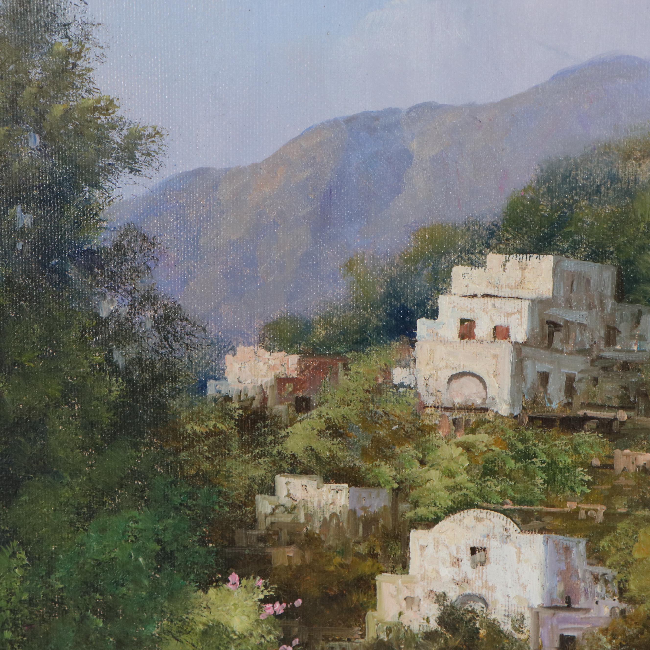 Giuseppe Torella Oil Painting "Path to Village," Late 20th Century