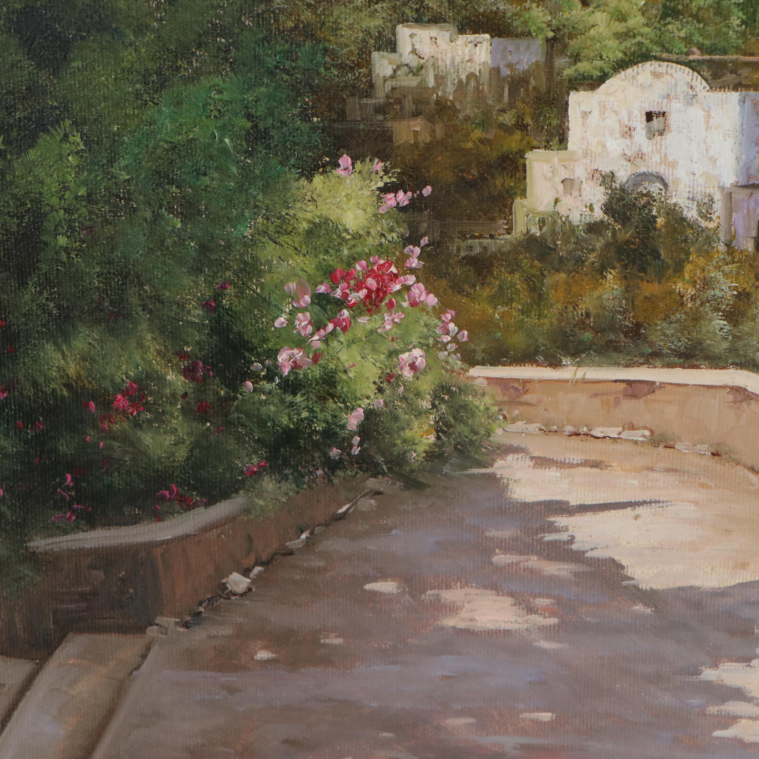 Giuseppe Torella Oil Painting "Path to Village," Late 20th Century