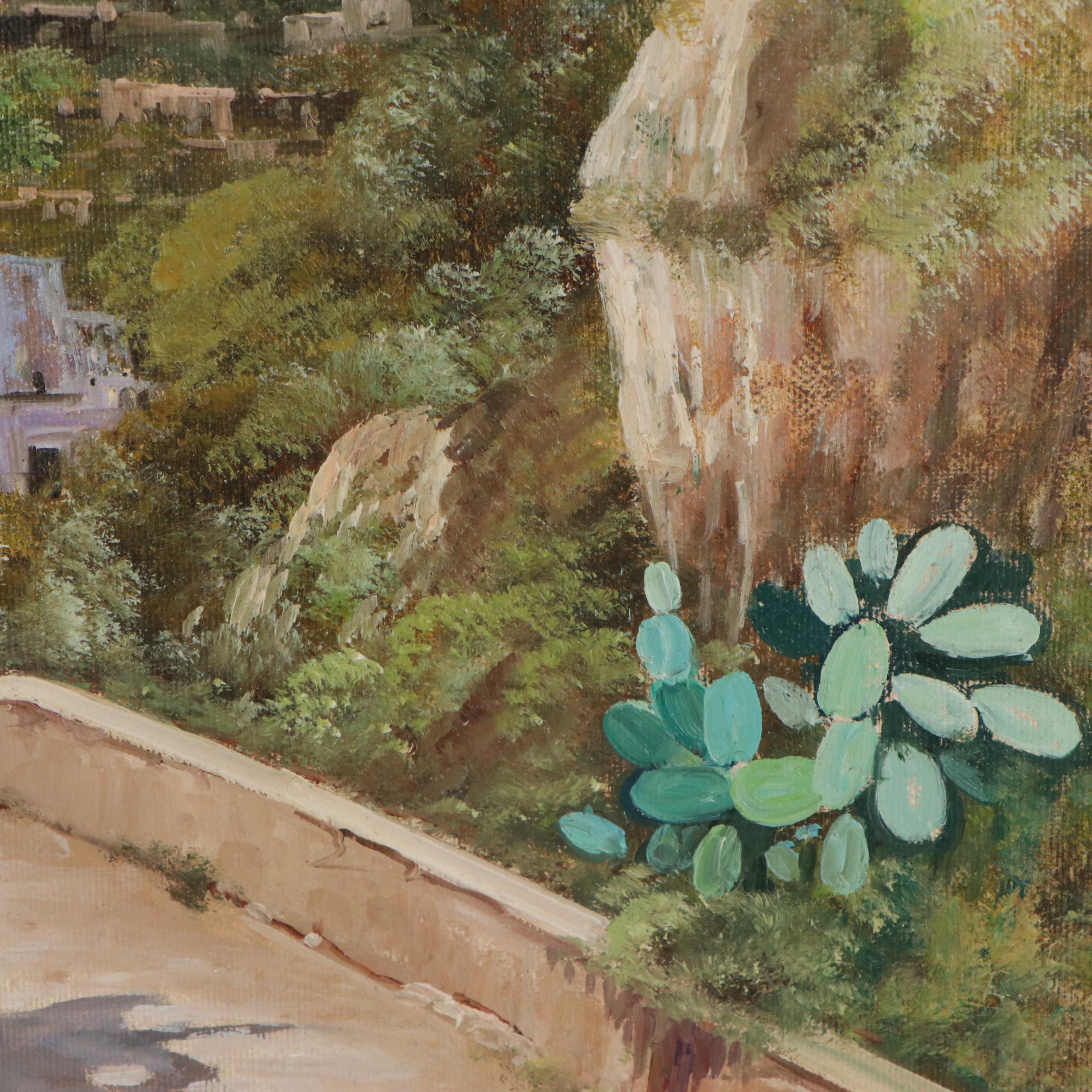 Giuseppe Torella Oil Painting "Path to Village," Late 20th Century