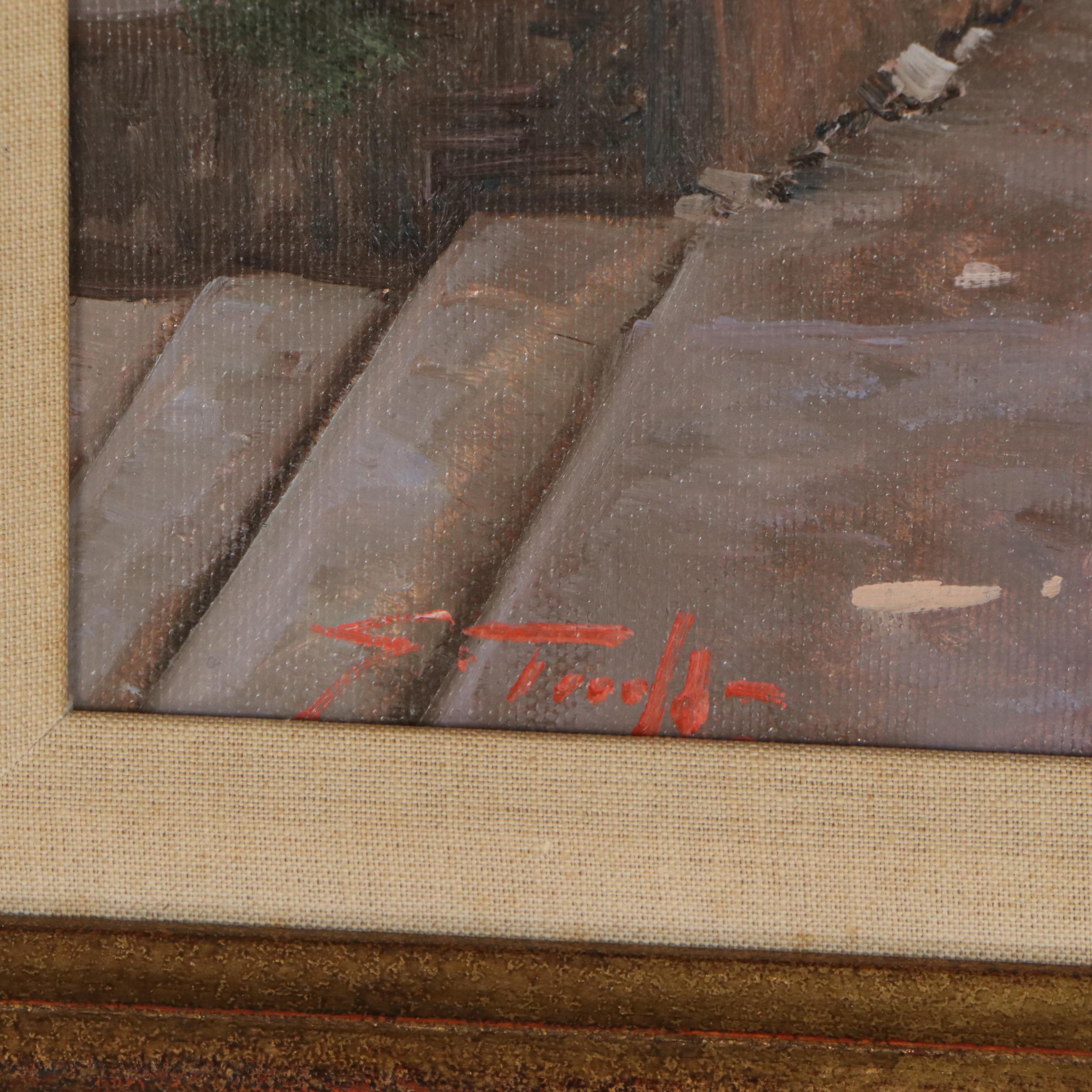 Giuseppe Torella Oil Painting "Path to Village," Late 20th Century