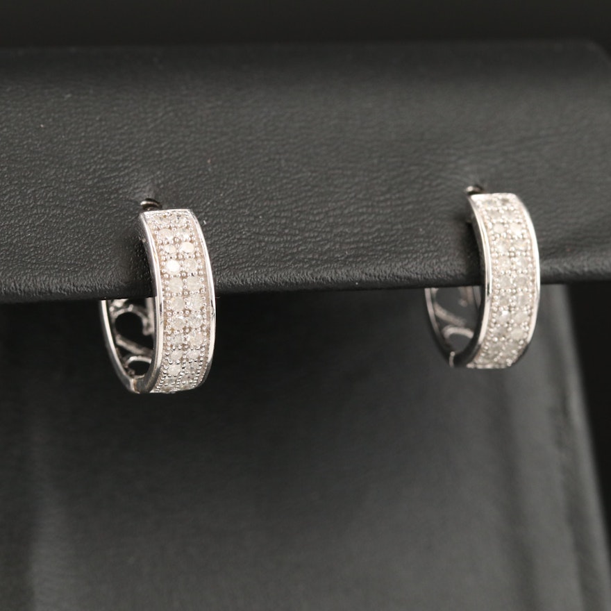14K Diamond Huggie Earrings