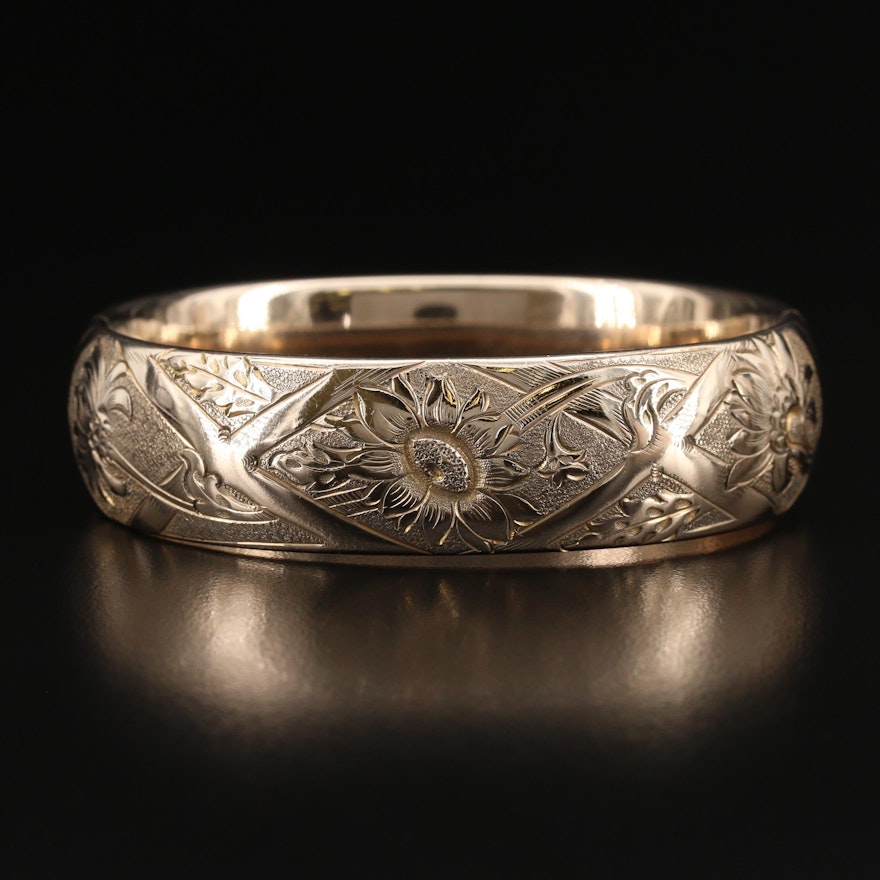 1920s Finberg Manufacturing Company Floral Hinged Bangle
