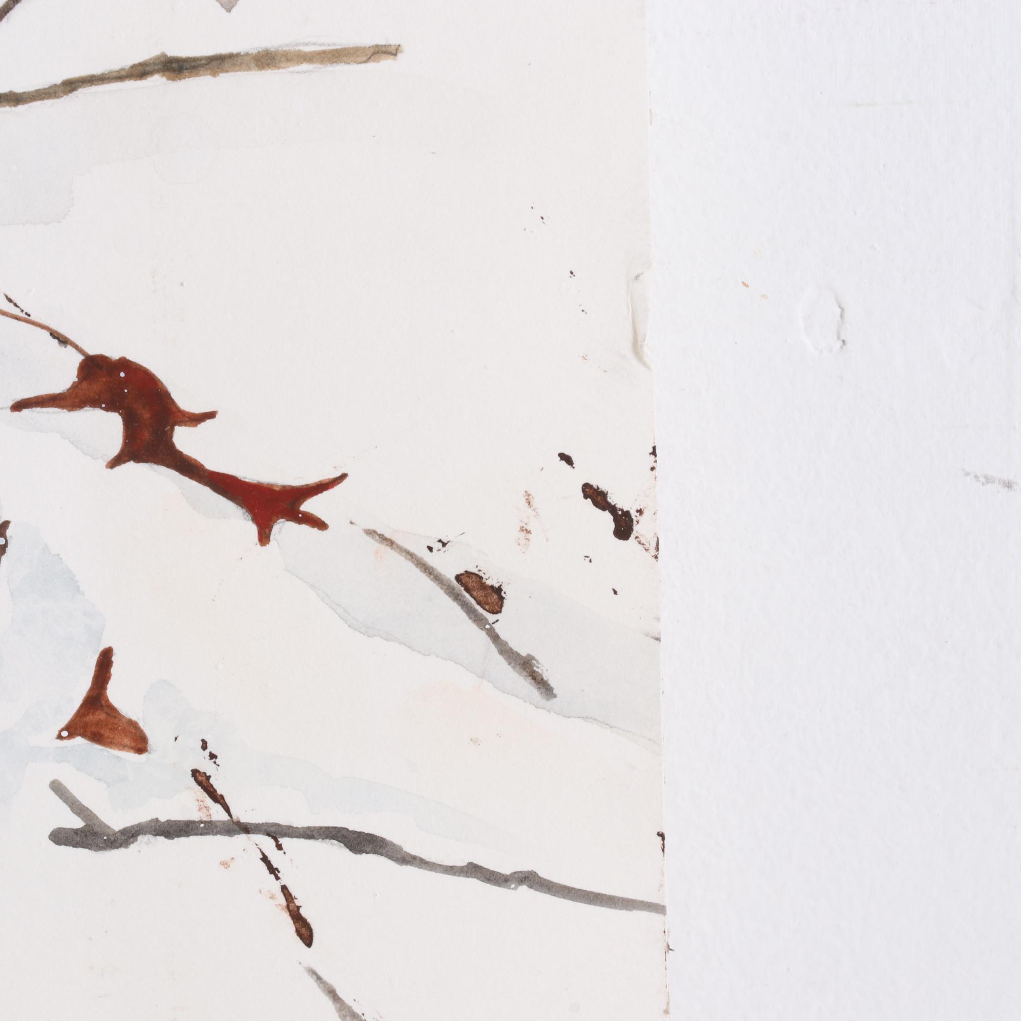 Hsing Hua Chang Watercolor Painting of Oak Tree in Winter, Late 20th Century