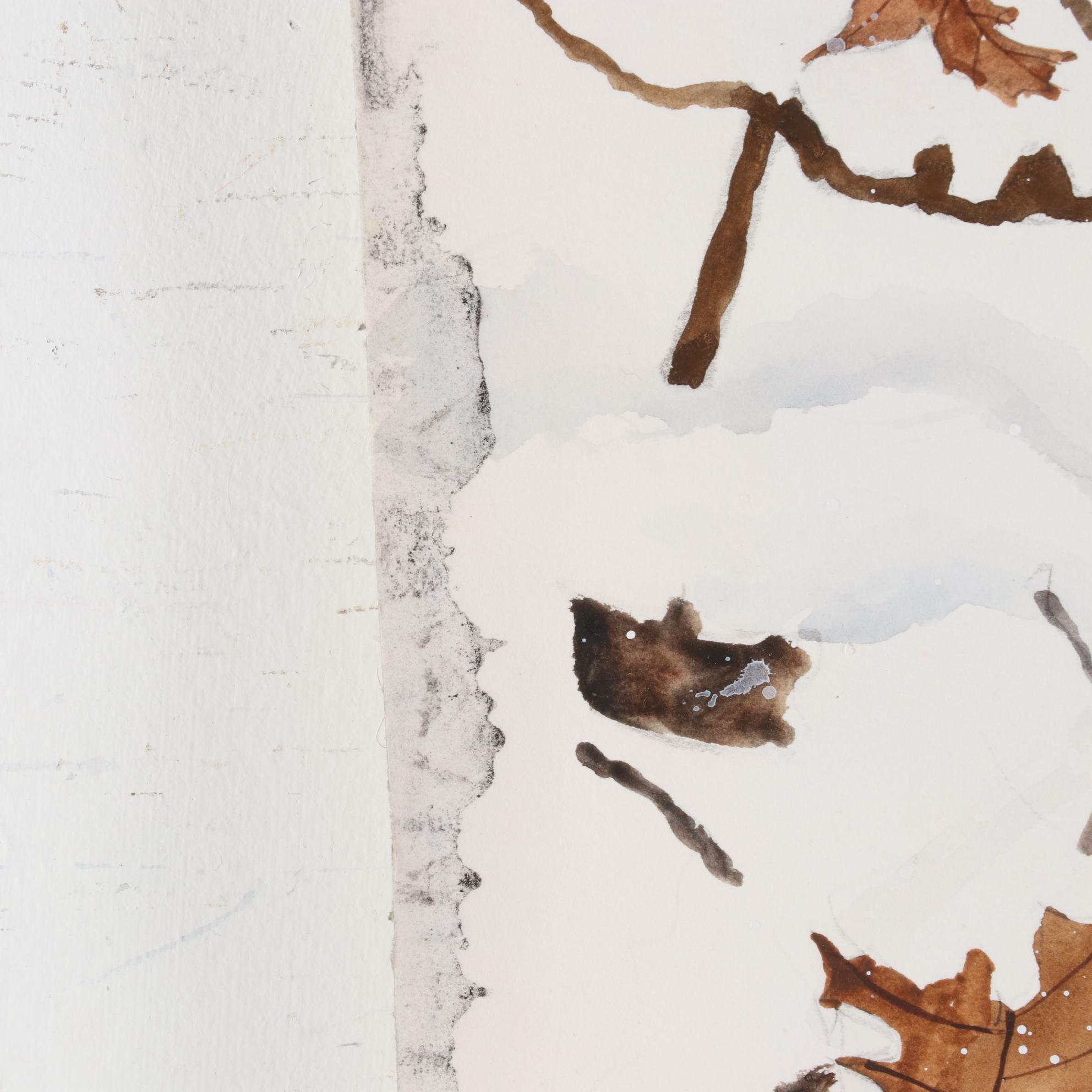 Hsing Hua Chang Watercolor Painting of Oak Tree in Winter, Late 20th Century