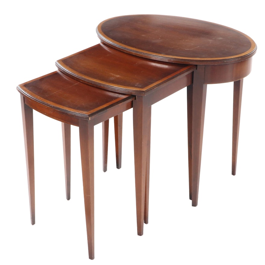 Three Federal Style Mahogany Graduated Side Tables, 20th Century