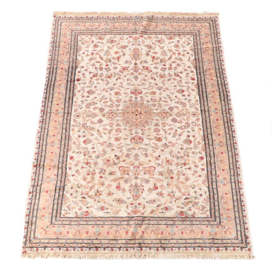 6'4 x 9'6 Hand-Knotted Indo-Persian Isfahan Wool Rug