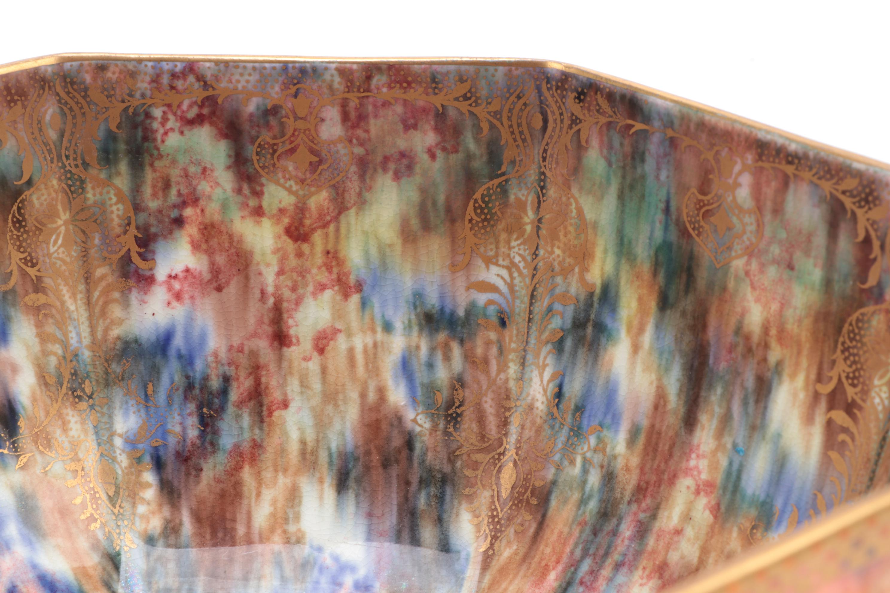 Wedgwood "Fairyland" Dragon Luster Octagonal Centerpiece Bowl, Early 20th C.