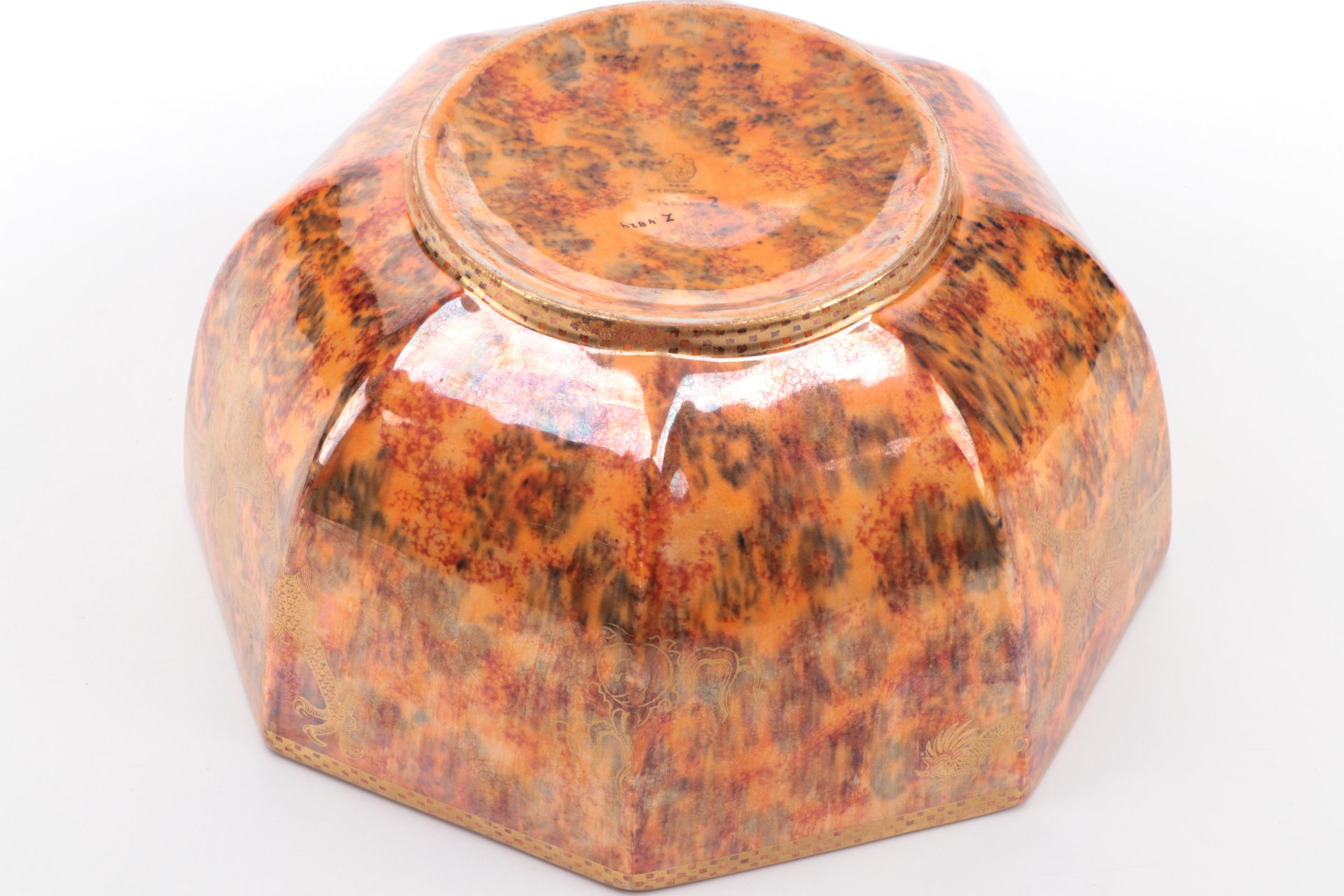 Wedgwood "Fairyland" Dragon Luster Octagonal Centerpiece Bowl, Early 20th C.