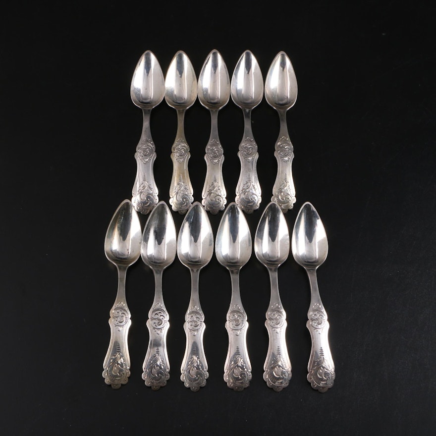 Dutch 833 Silver Fruit Spoons, Mid-19th Century