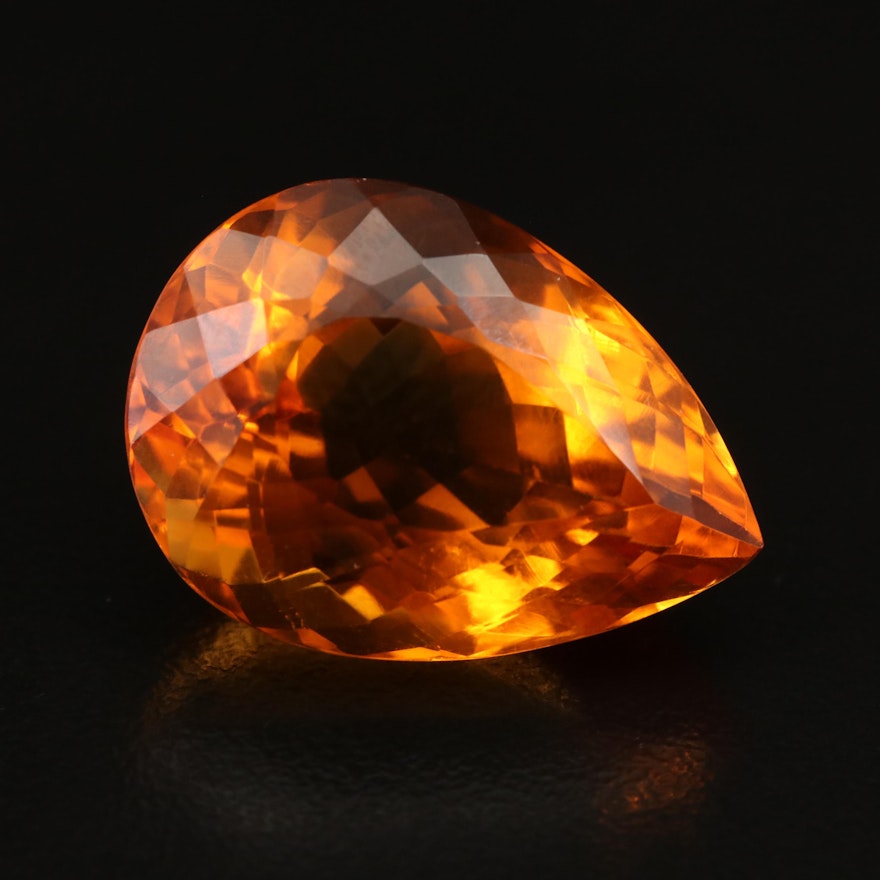 Loose 27.20 CT Pear Faceted Citrine