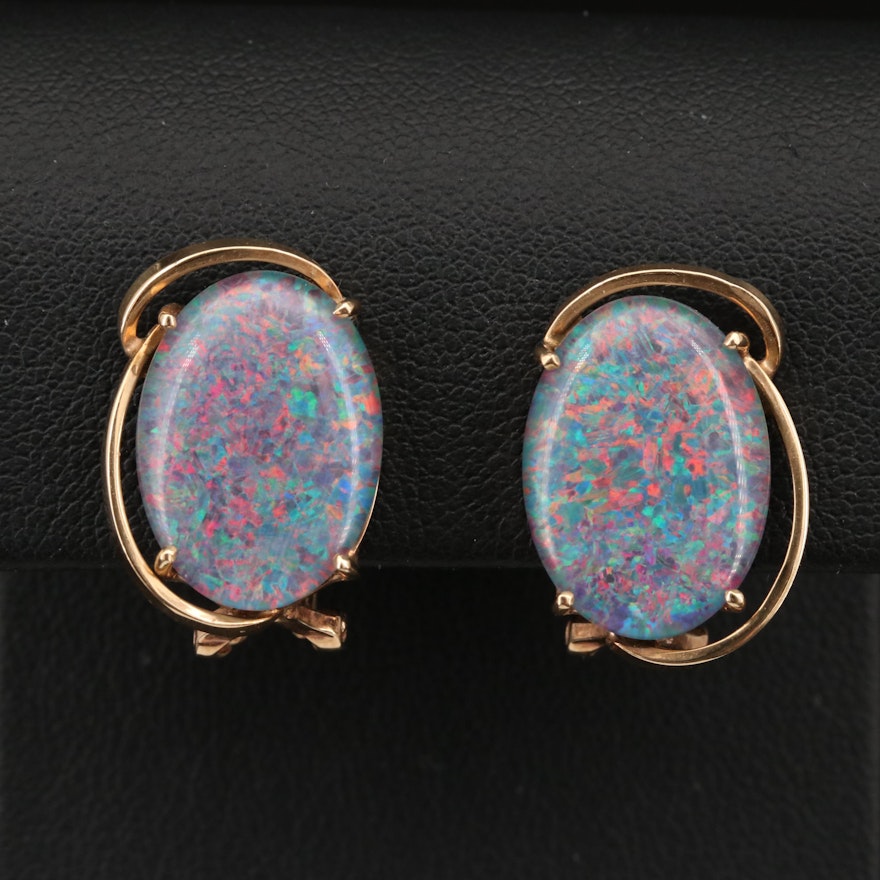 14K Opal Triplet Clip Earrings