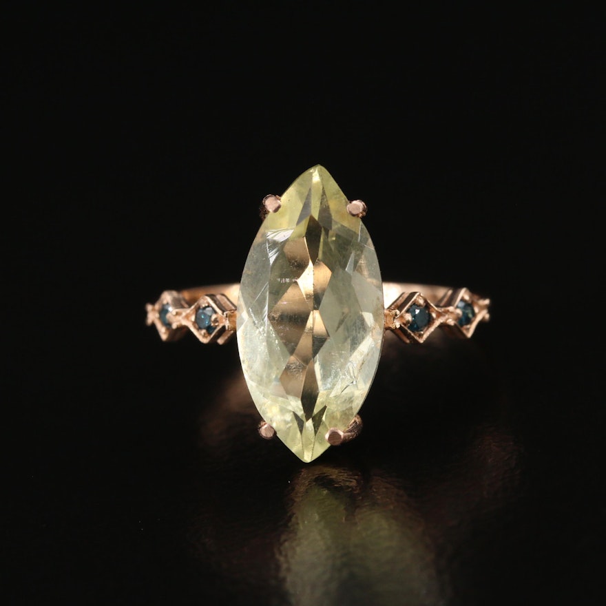 14K Citrine and Diamond Ring