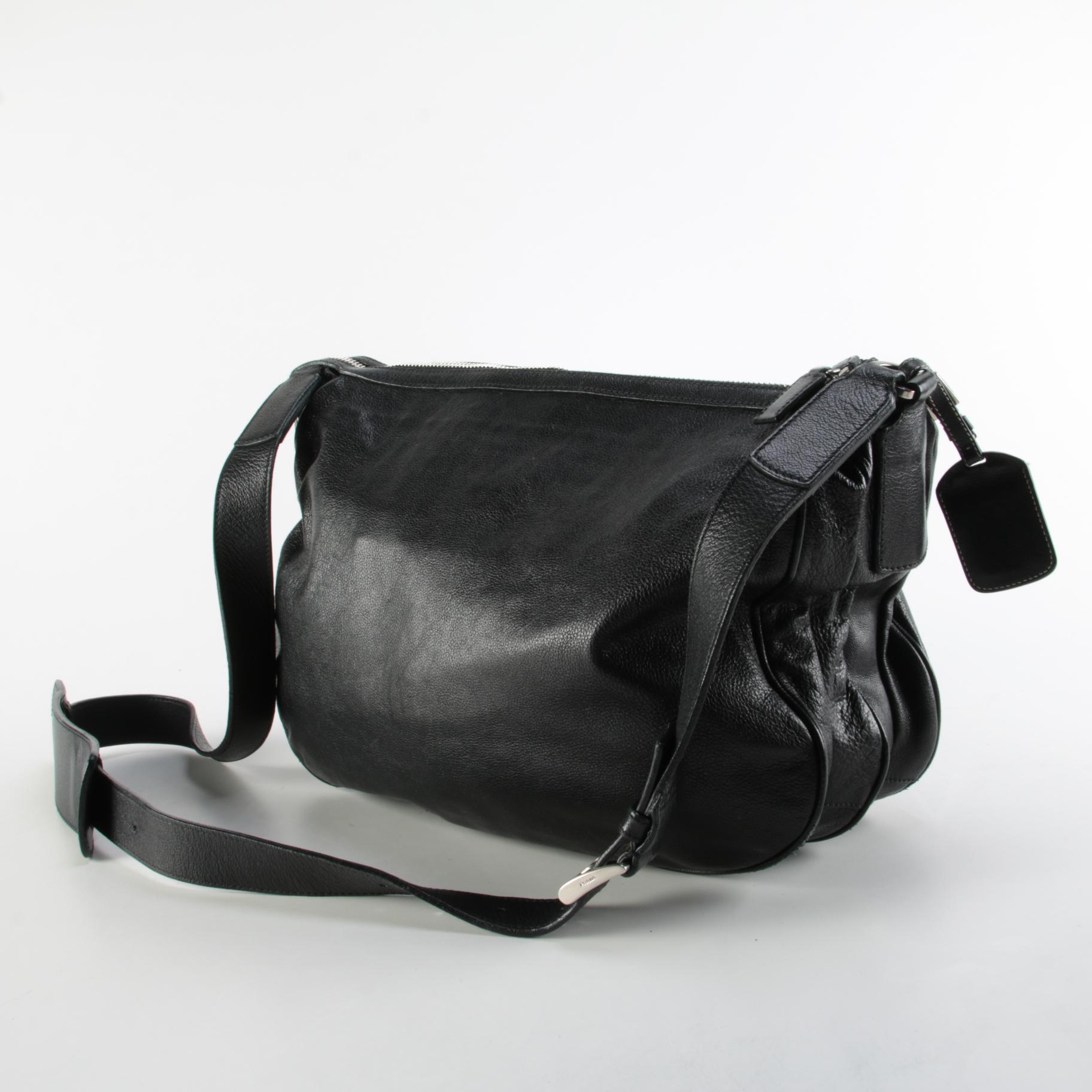 Prada Two-Way Shoulder Bag in Black Leather