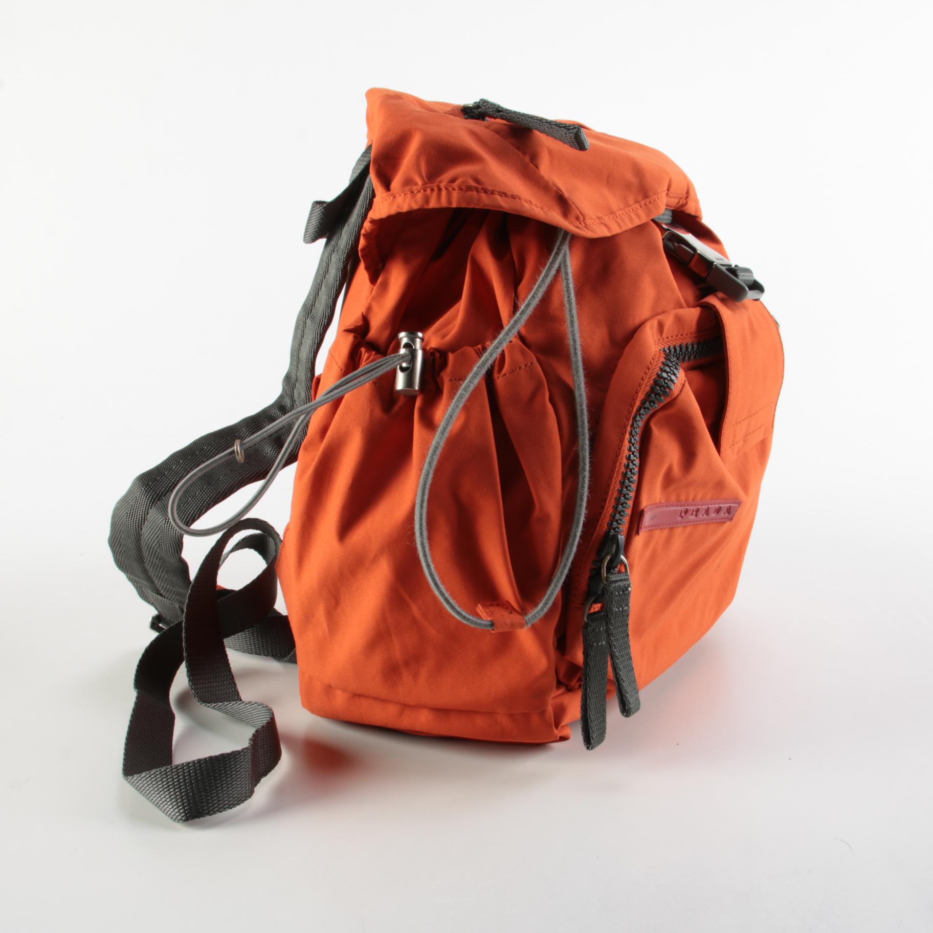 Prada Sport 4VZ007 Burnt Orange Nylon Backpack Purse