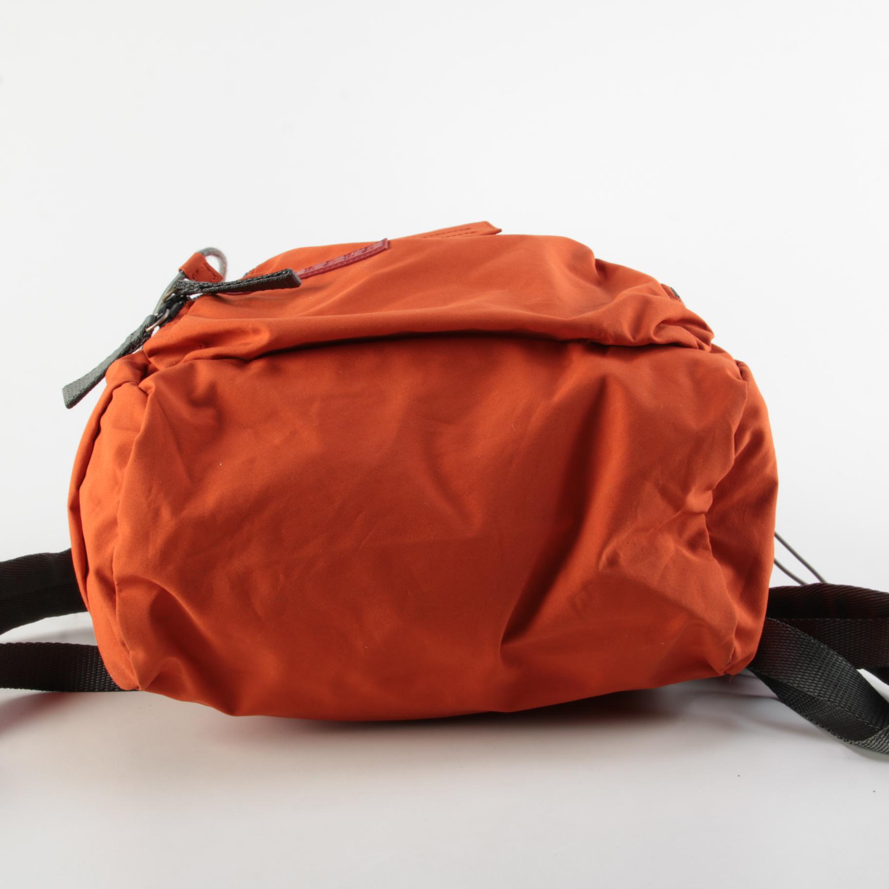 Prada Sport 4VZ007 Burnt Orange Nylon Backpack Purse