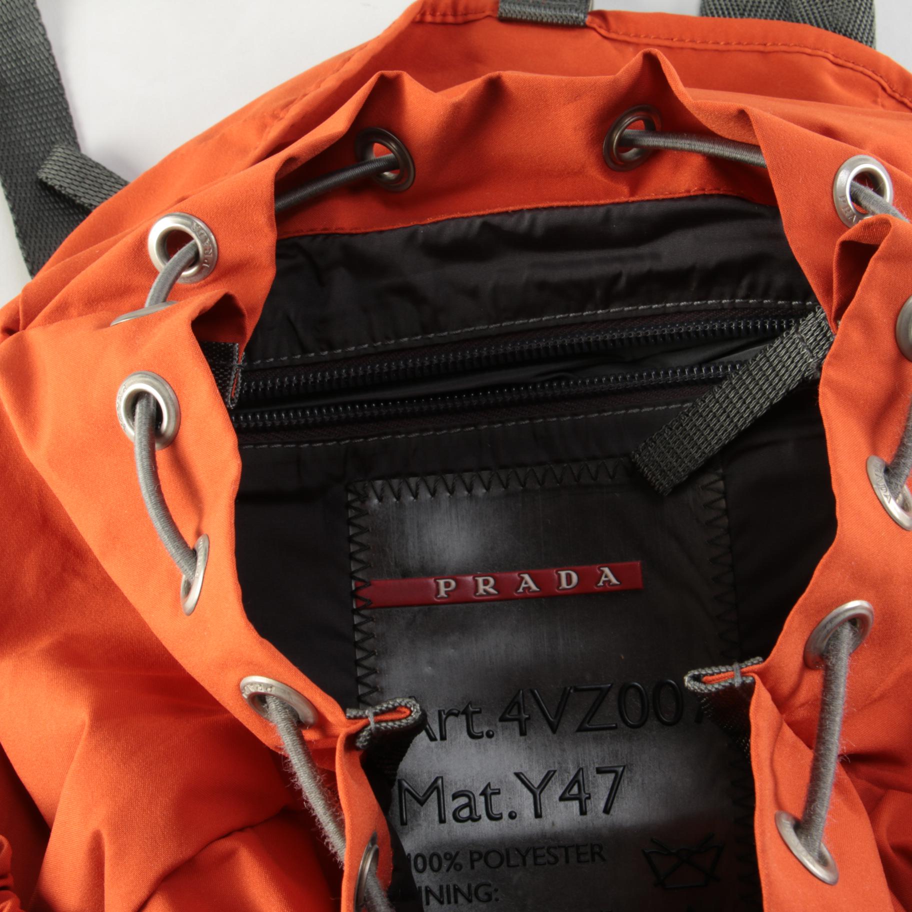 Prada Sport 4VZ007 Burnt Orange Nylon Backpack Purse