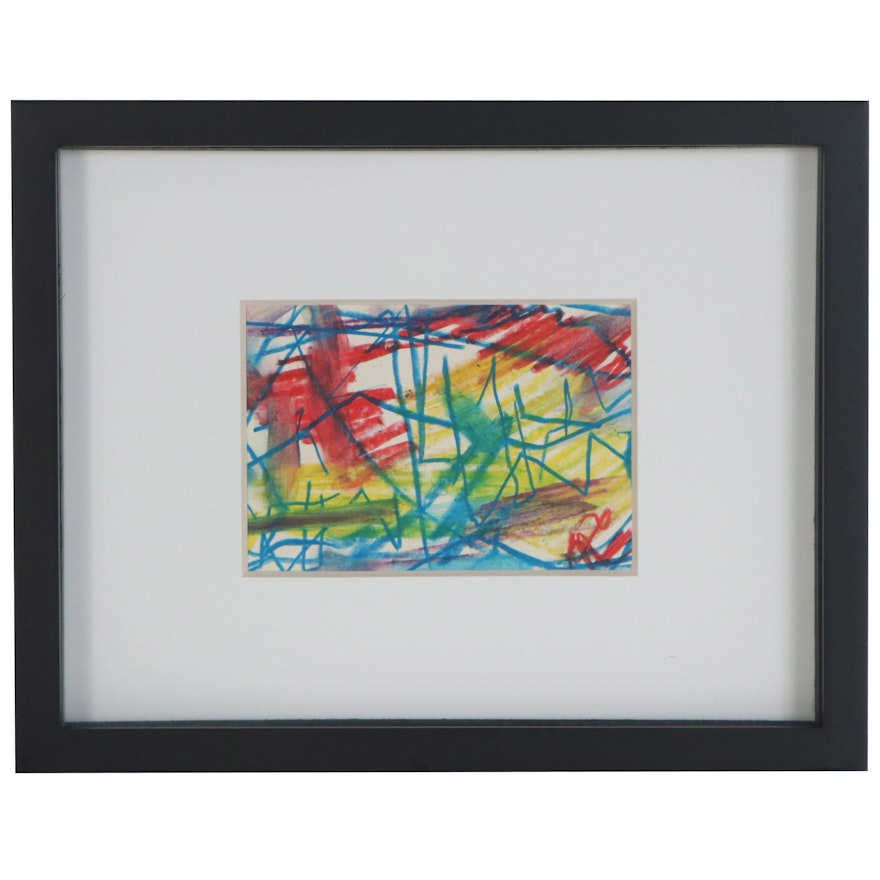 Paul Chidlaw Abstract Expressionist Pastel Drawing