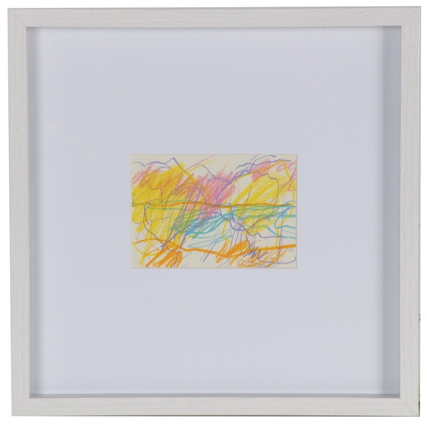 Paul Chidlaw Abstract Expressionist Pastel Drawing, 1979