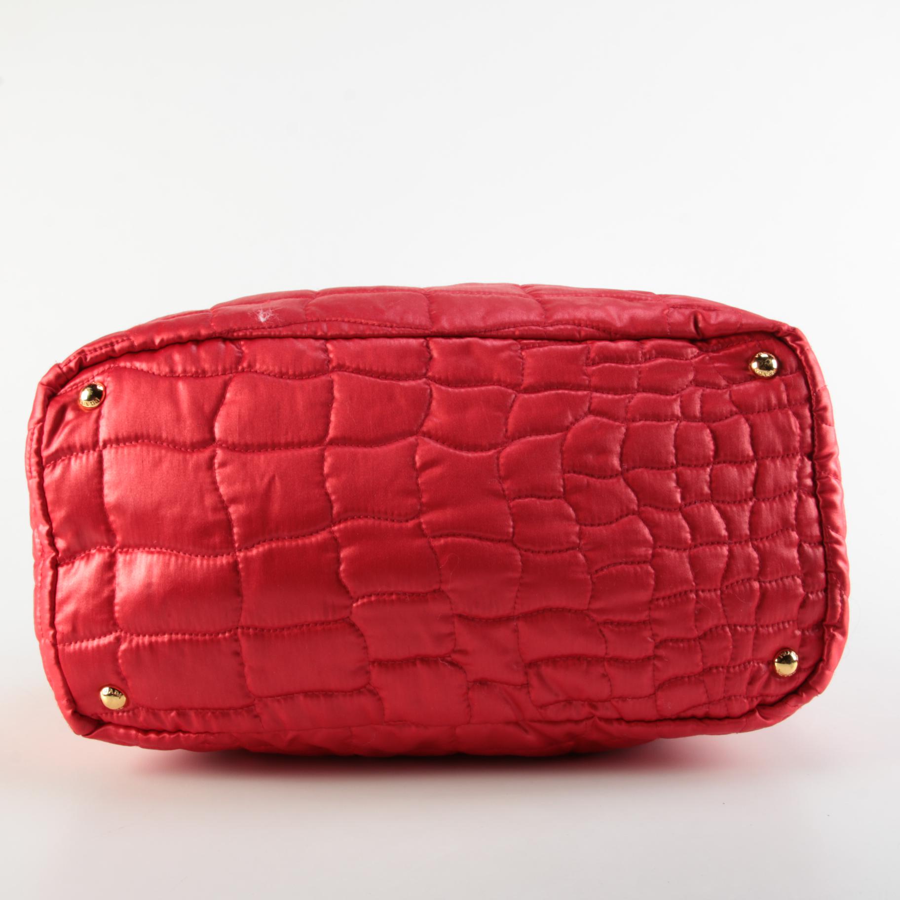Prada Quilted Tessuto Impuntu Two-Way Tote in Red Nylon
