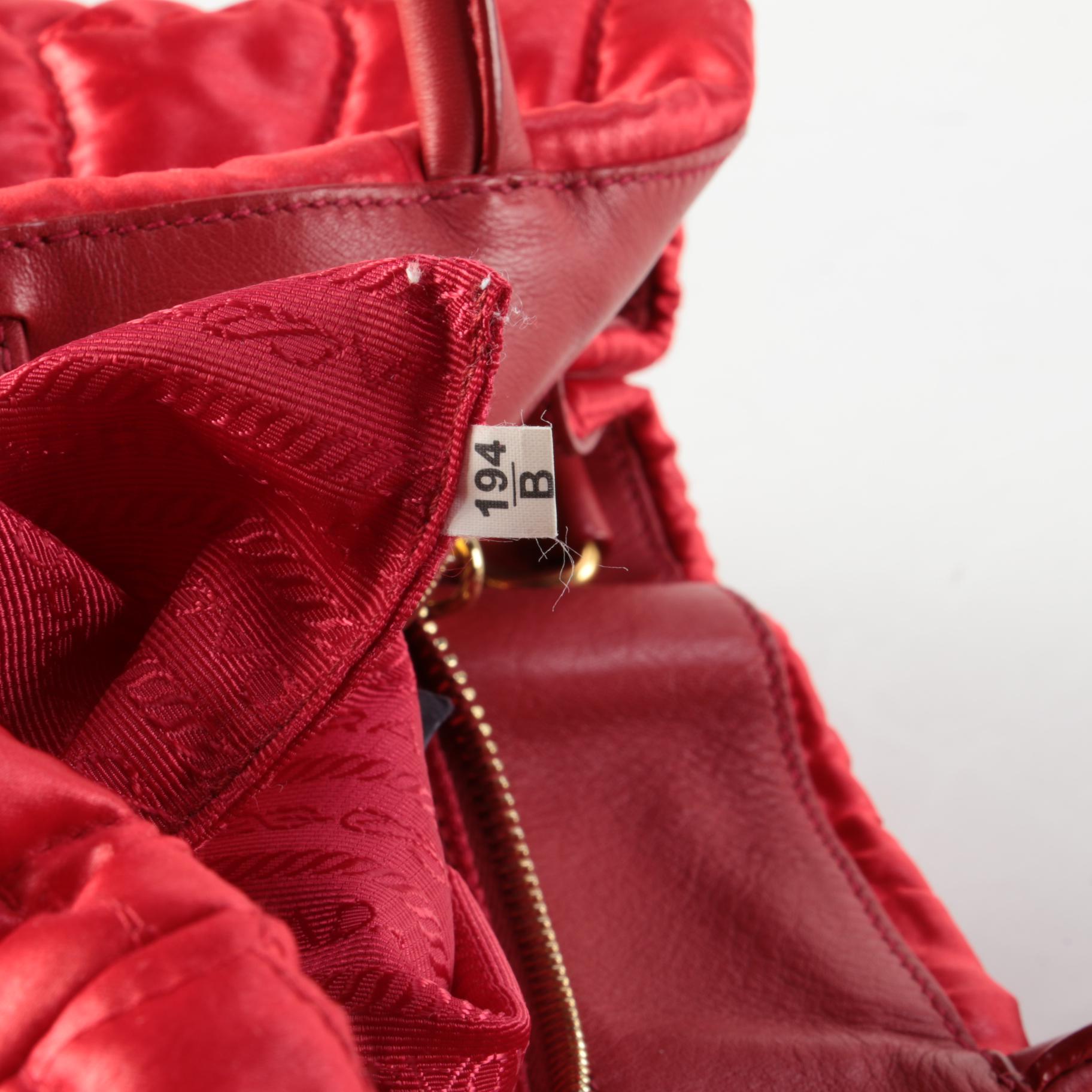 Prada Quilted Tessuto Impuntu Two-Way Tote in Red Nylon