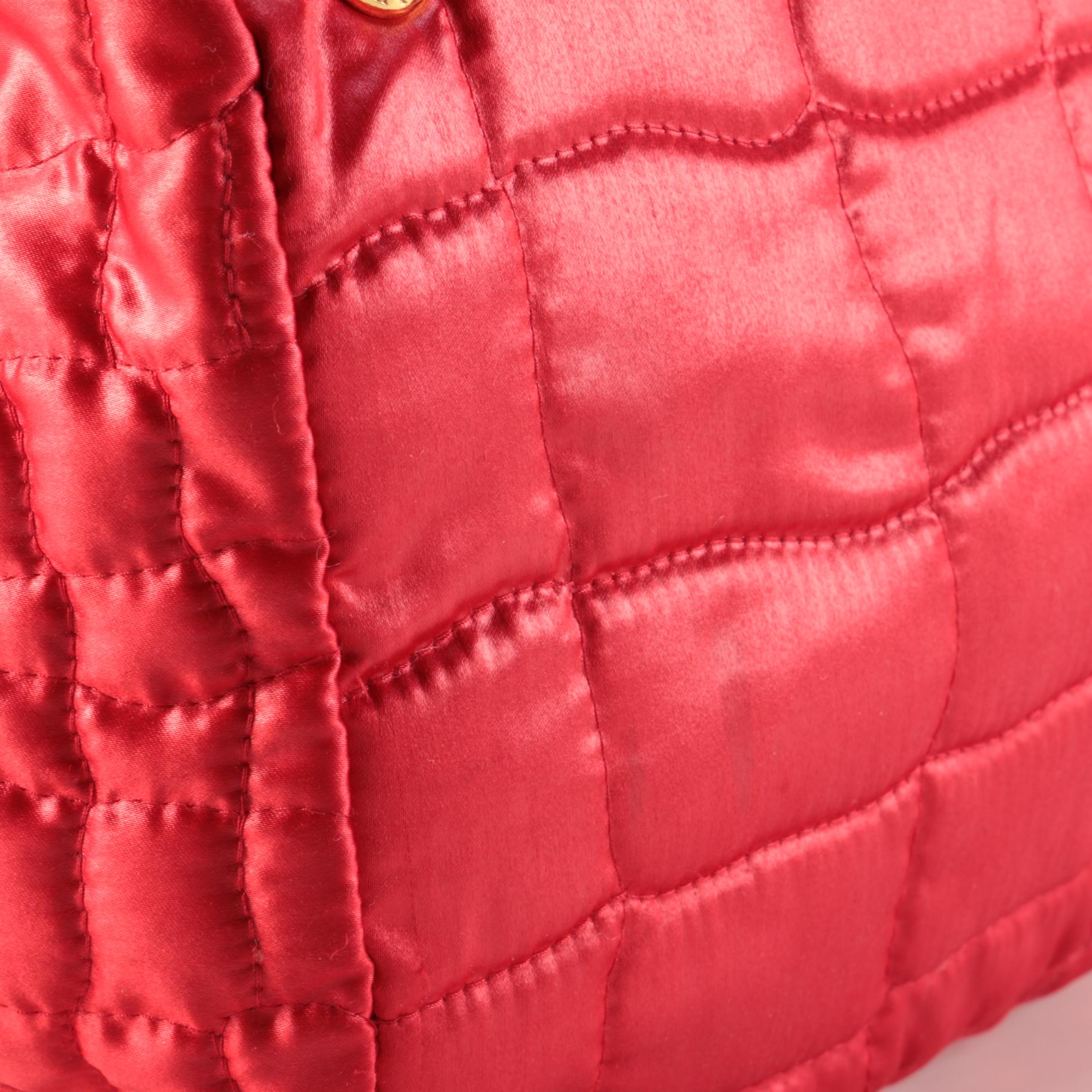 Prada Quilted Tessuto Impuntu Two-Way Tote in Red Nylon