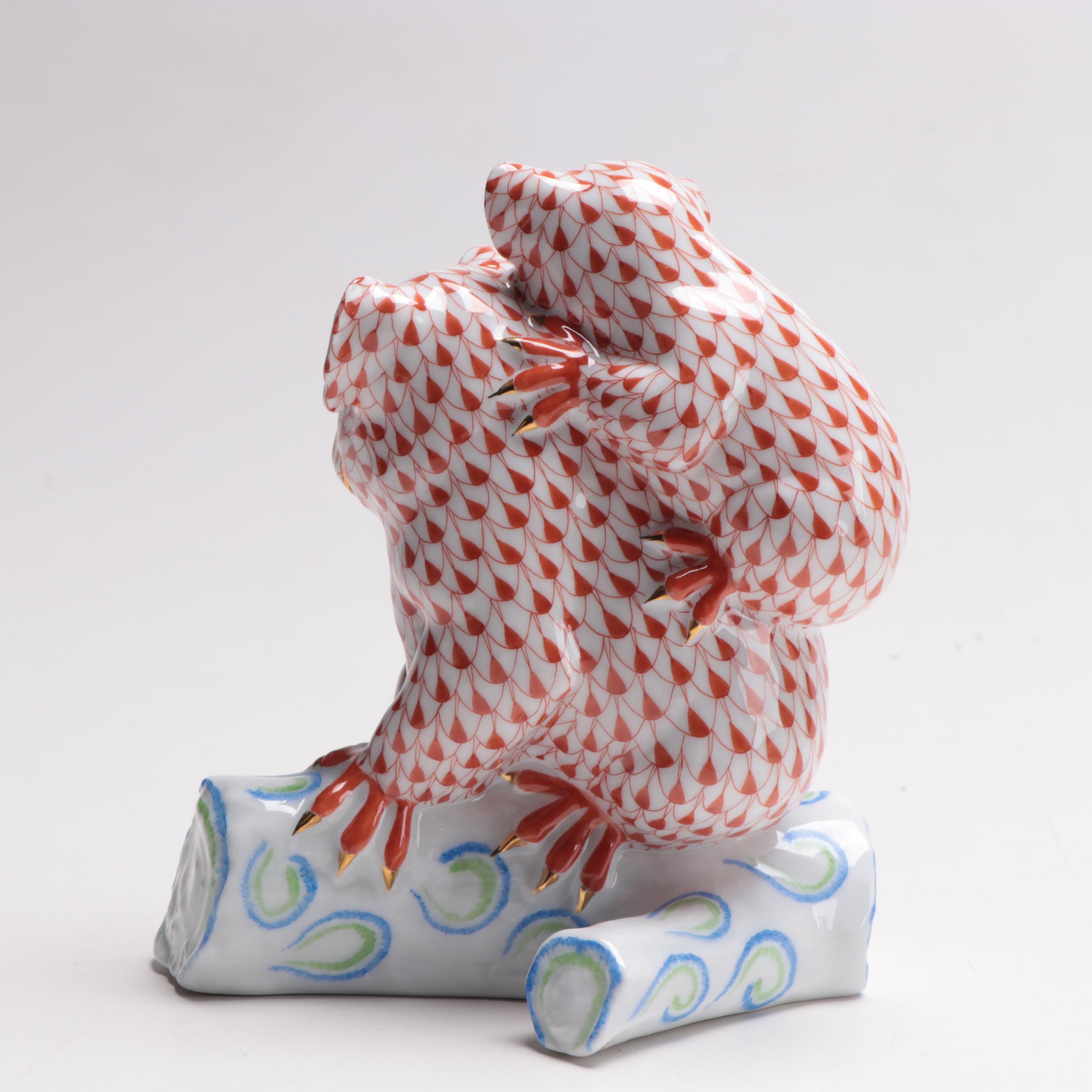 Herend Rust Fishnet "Pair of Koalas" Porcelain Figurine