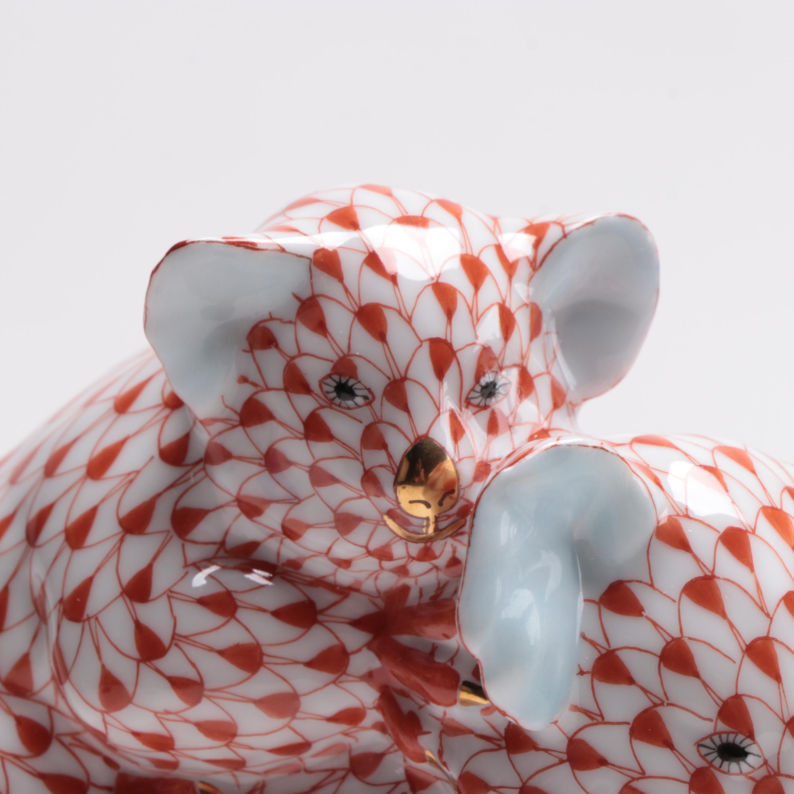 Herend Rust Fishnet "Pair of Koalas" Porcelain Figurine