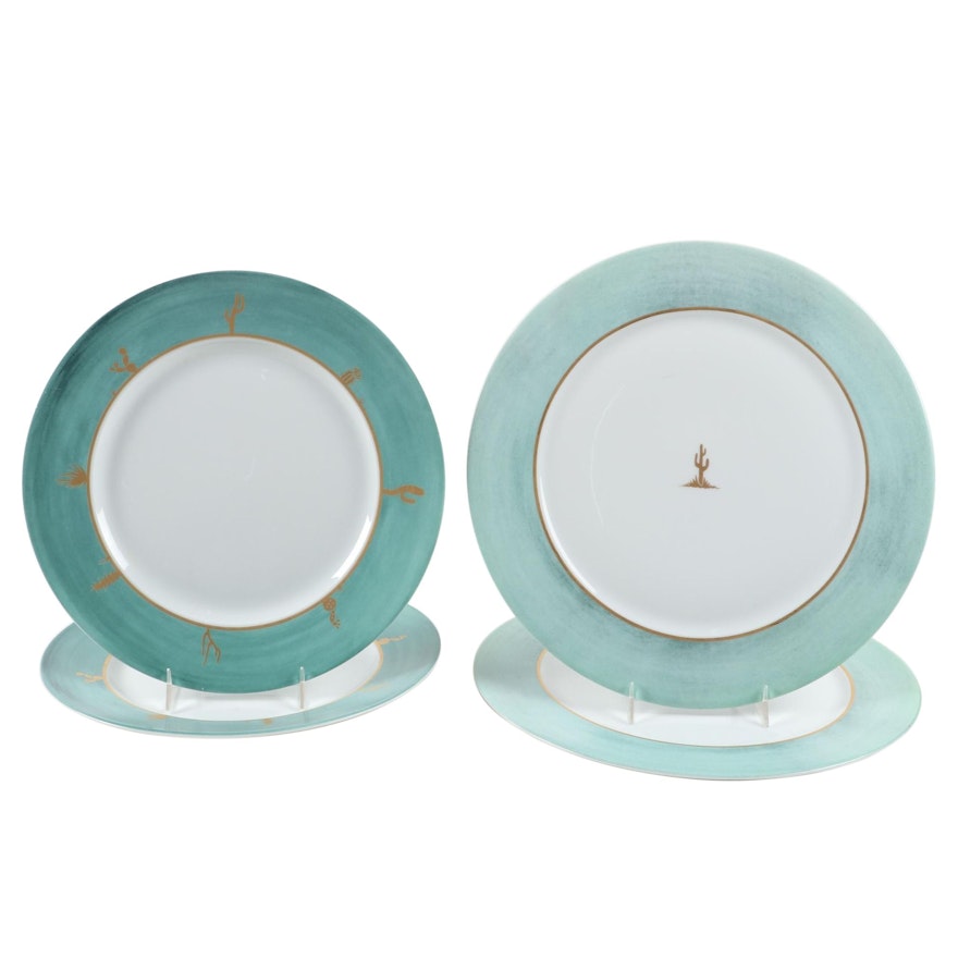 Hilton McConnico for Daum France "Cactus" Porcelain Dinner Plates and Chargers