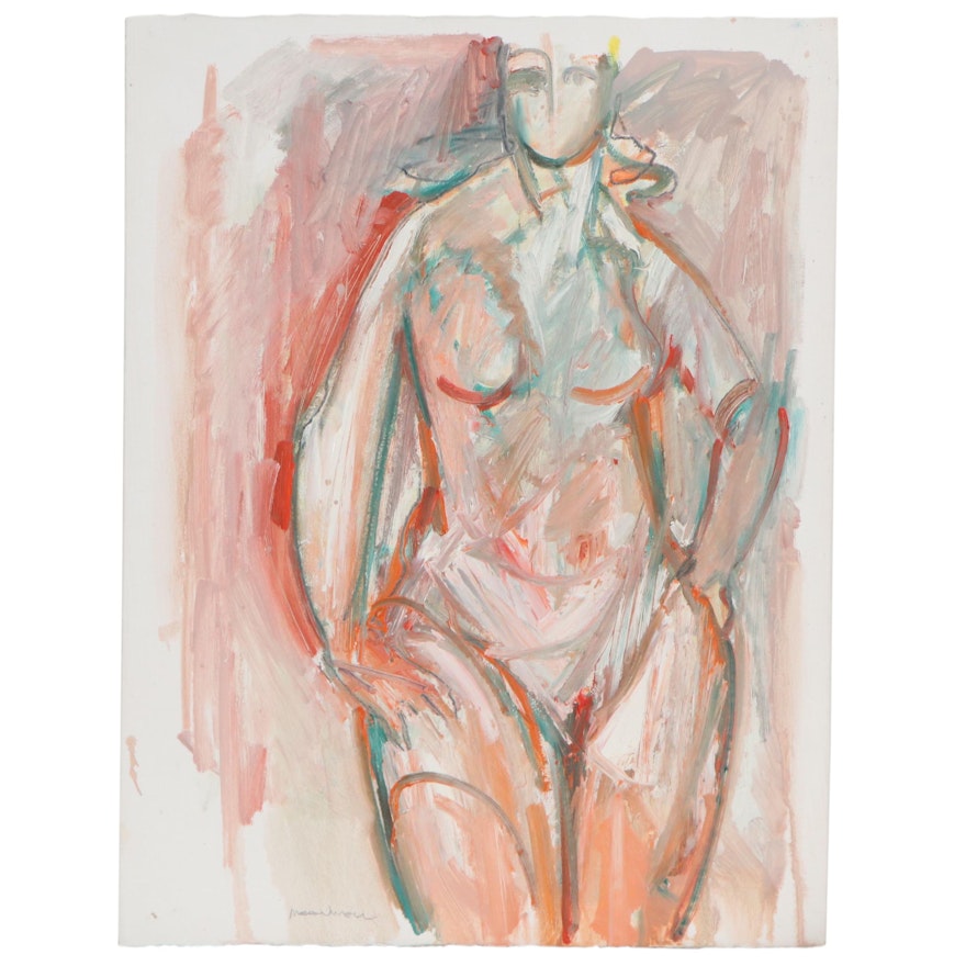 Jack Meanwell Abstract Oil Painting of Figure Study, circa 1980