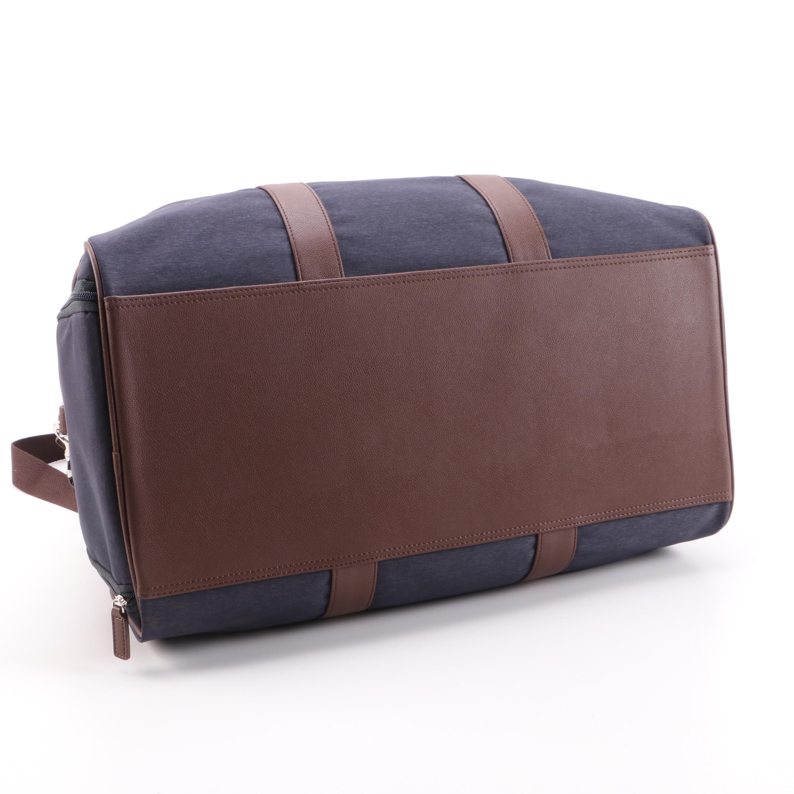 Peter Millar Duffel Bag in Heathered Twill with Leather Trim