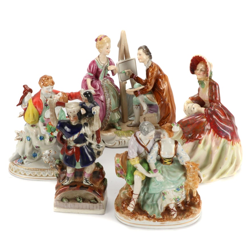 Royal Doulton "Her Ladyship" Figurine and Other Hand-Painted Porcelain Figurines