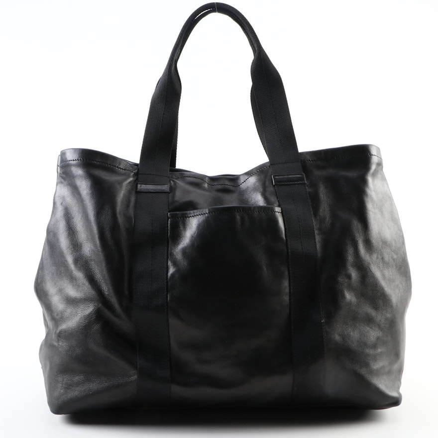 Prada Nappa Travel Weekender Bag in Black Lambskin Leather
