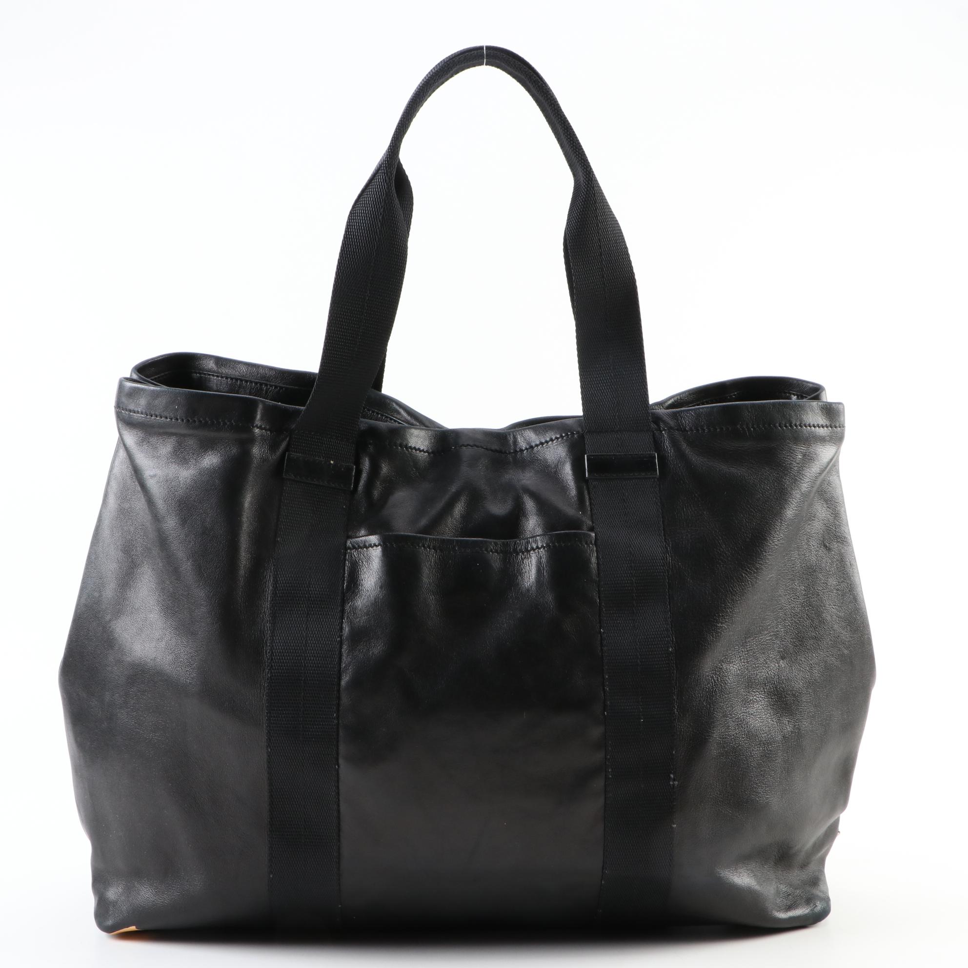 Prada Nappa Travel Weekender Bag in Black Lambskin Leather