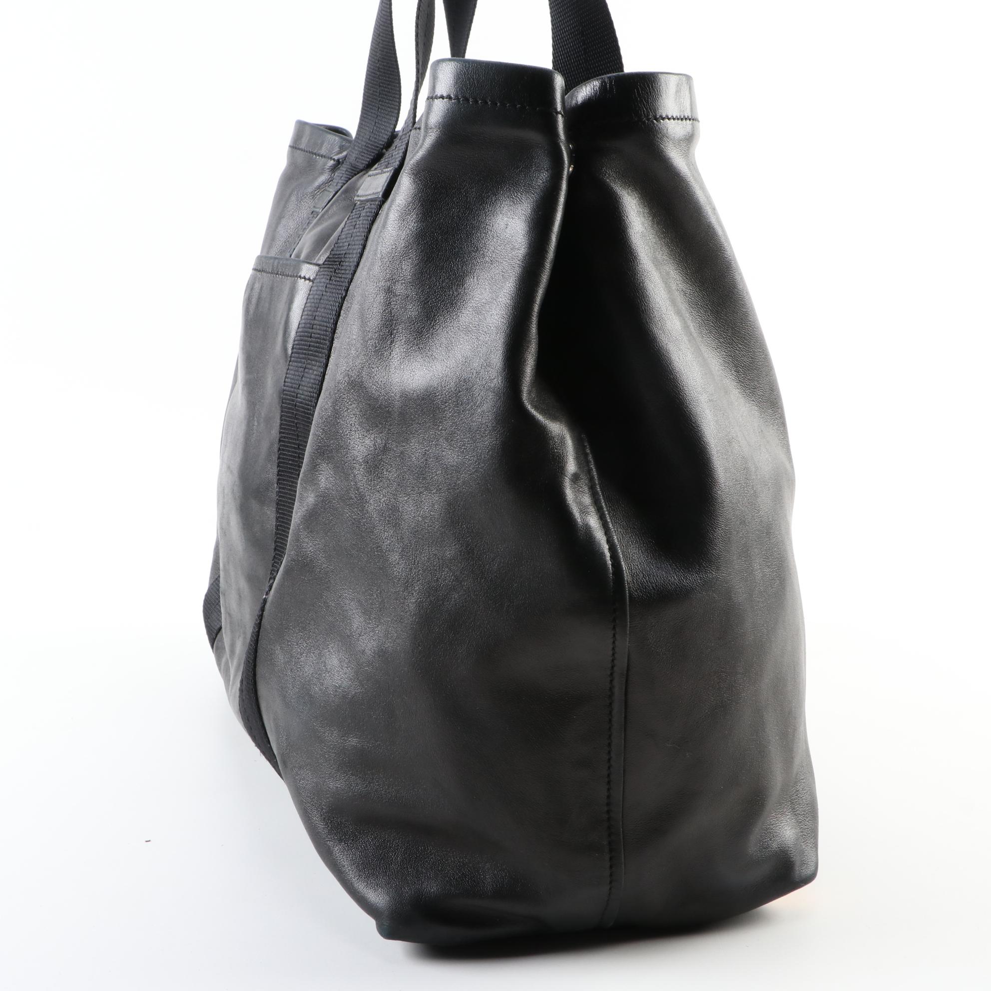 Prada Nappa Travel Weekender Bag in Black Lambskin Leather