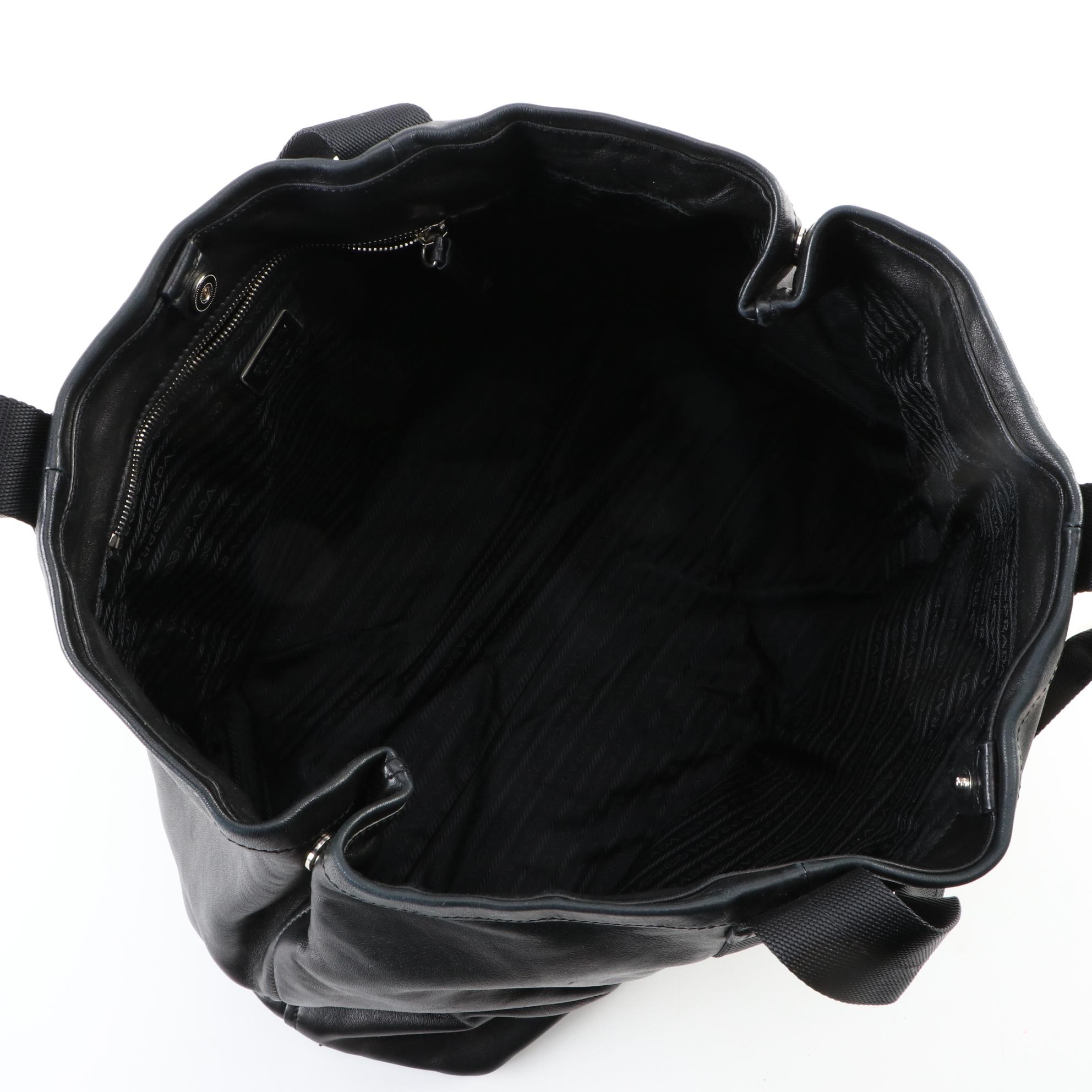 Prada Nappa Travel Weekender Bag in Black Lambskin Leather