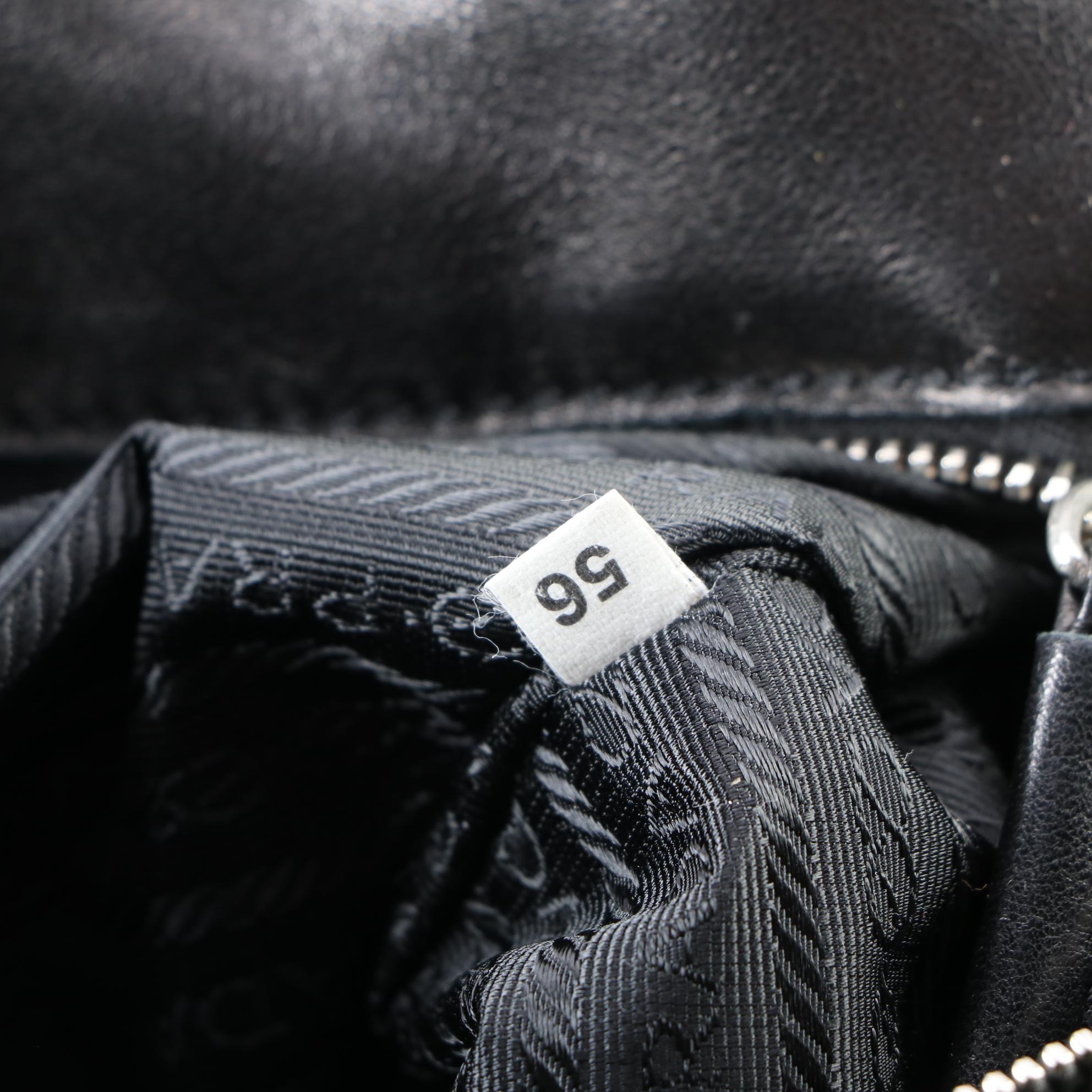 Prada Nappa Travel Weekender Bag in Black Lambskin Leather