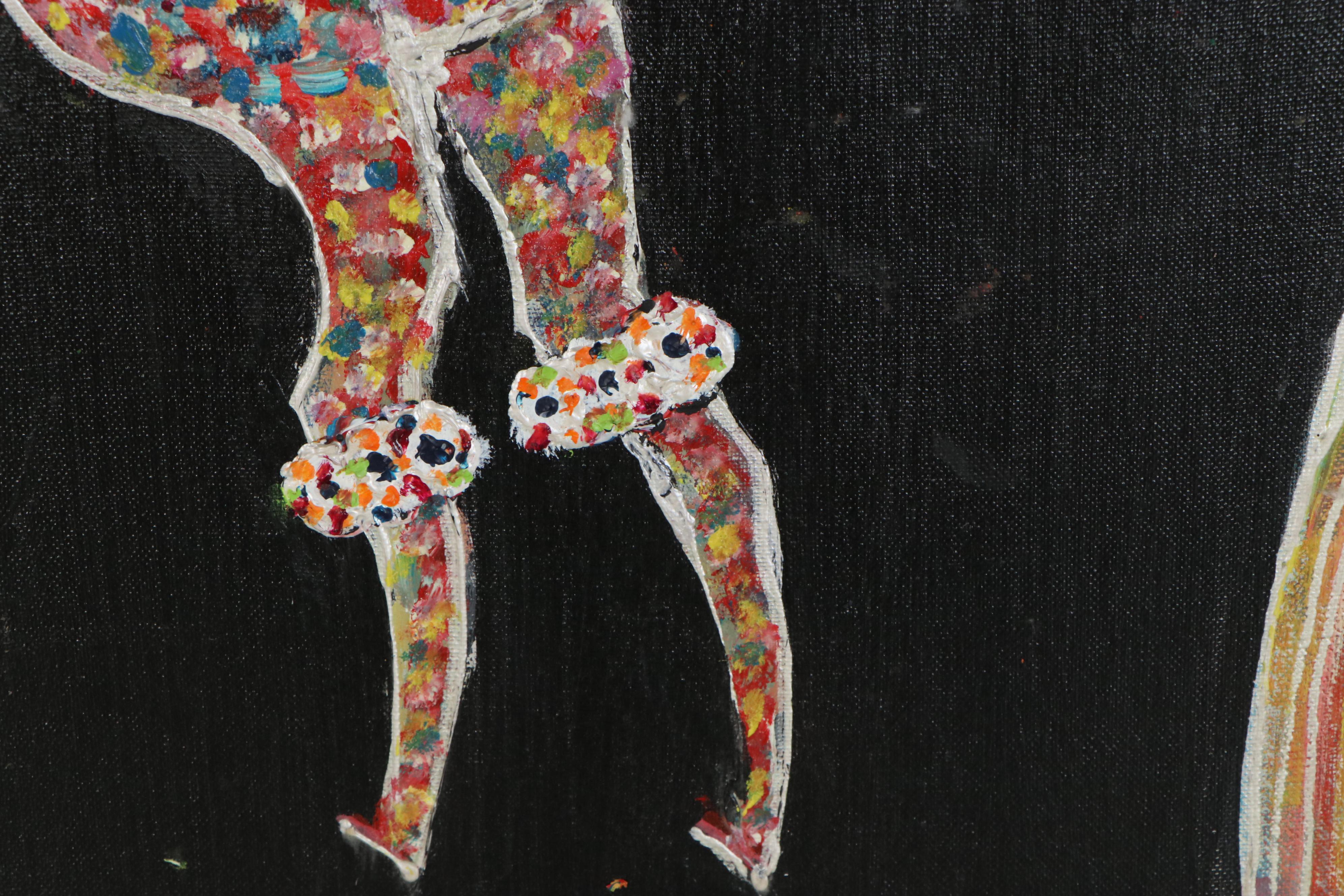 Charles Tullio Acrylic Painting of Horse and Musician