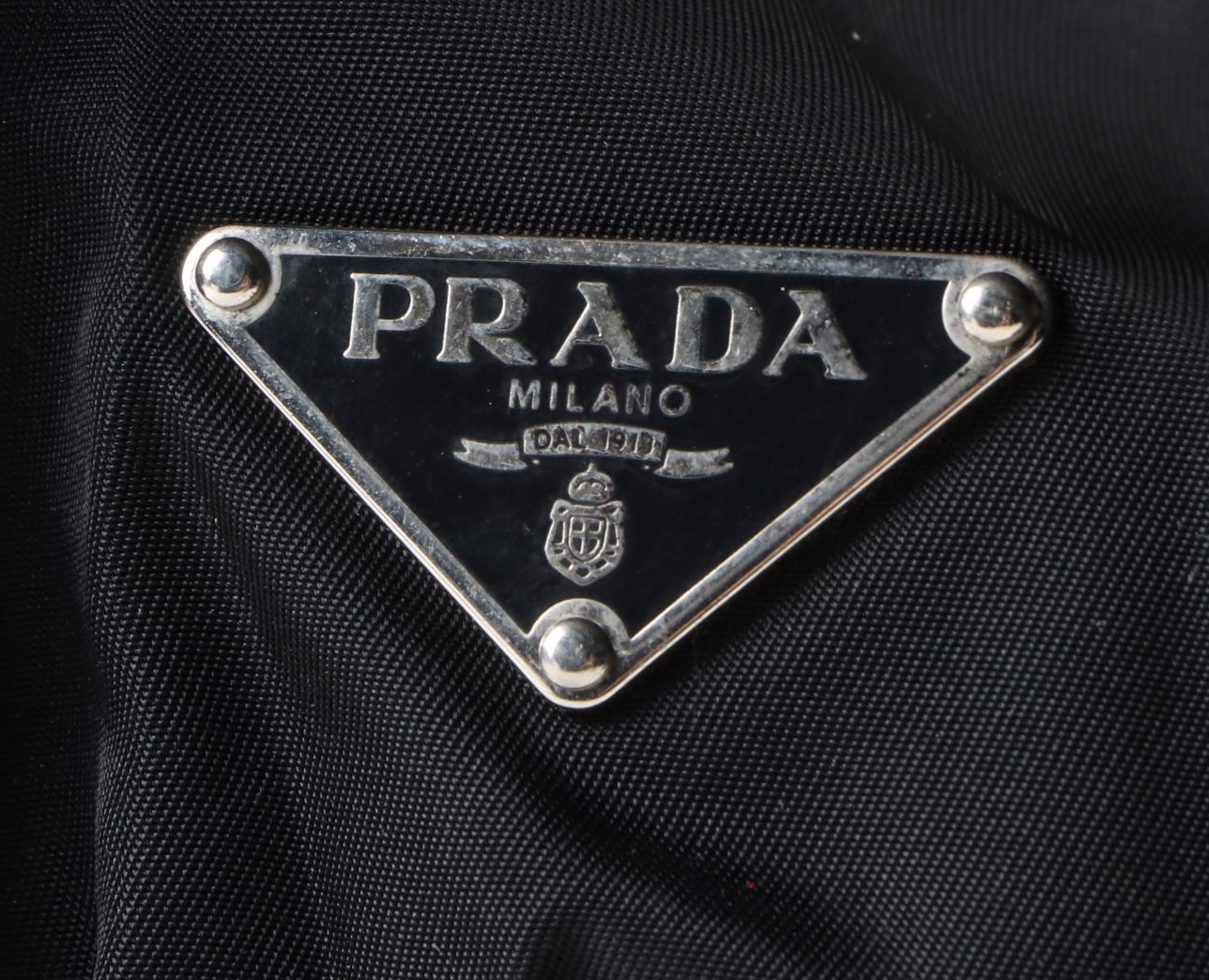Prada Tessuto Messenger Bag in Black Nylon with Grained Leather Trim