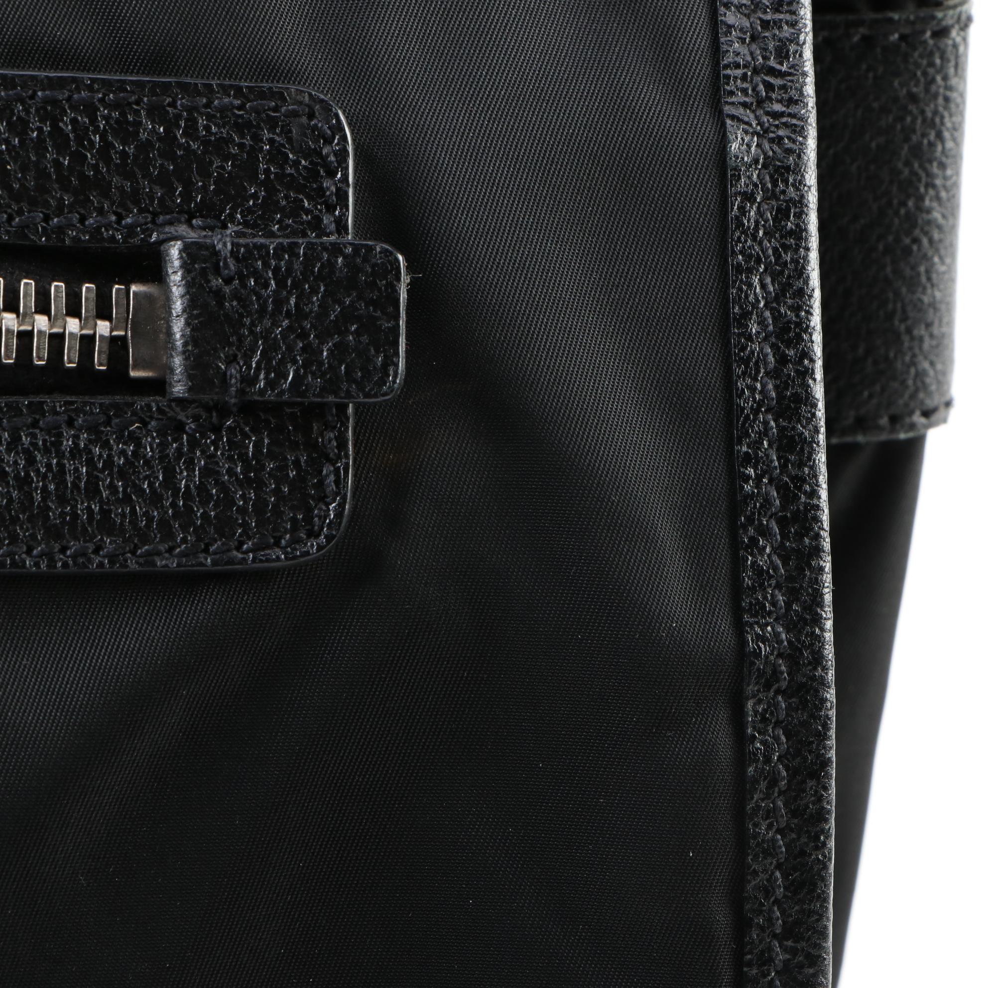 Prada Tessuto Messenger Bag in Black Nylon with Grained Leather Trim