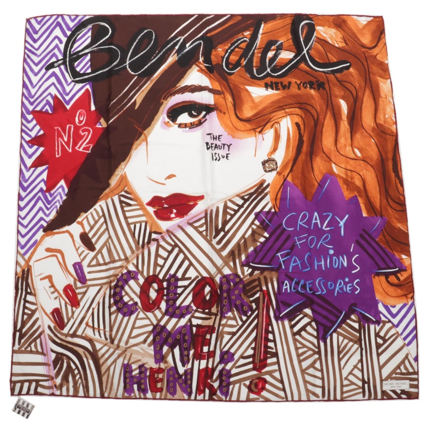 Henri Bendel "The Fashion Issue" Printed Silk Twill Scarf