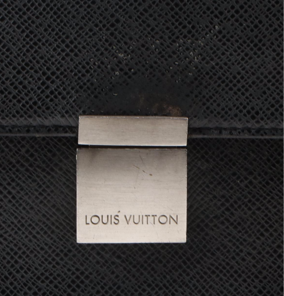 Louis Vuitton Pochette Selenga Clutch Wristlet in Black Taiga Leather