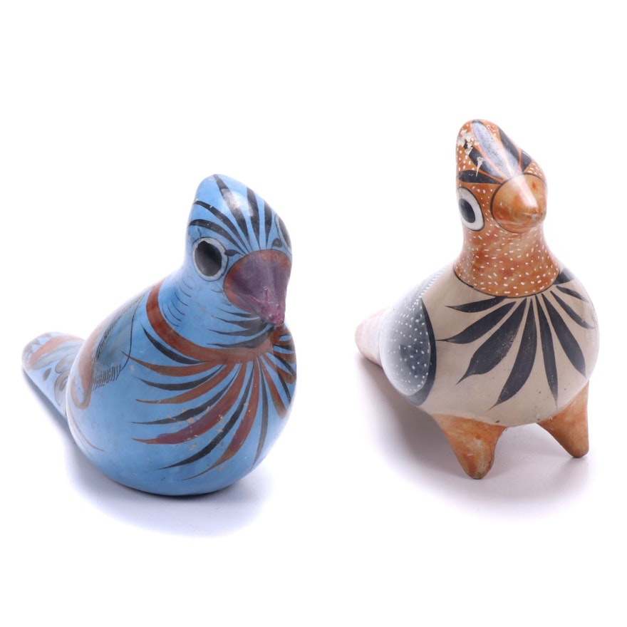 Jimón Mexican Folk Art Hand-Painted Ceramic Bird Figurines