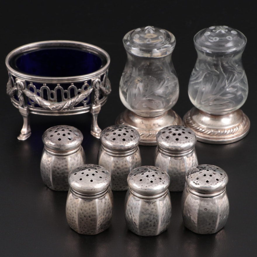 G. H. French & Co. Salt and Pepper Shakers with Other Silver Tableware