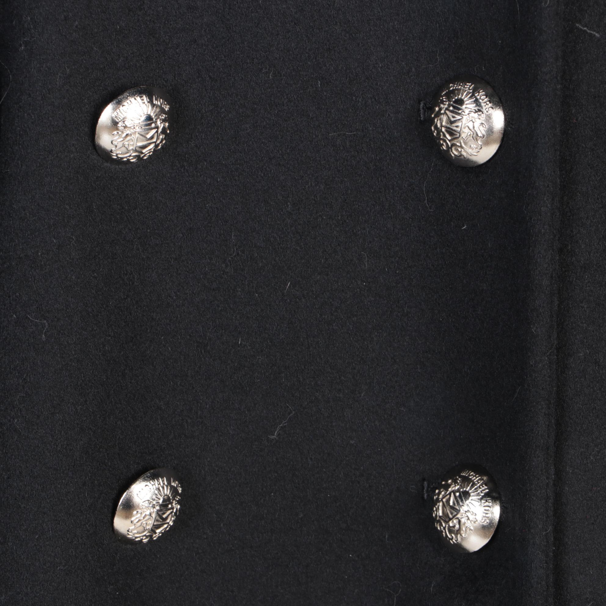 MICHAEL Michael Kors Black Wool Double-Breasted Full-Length Coat