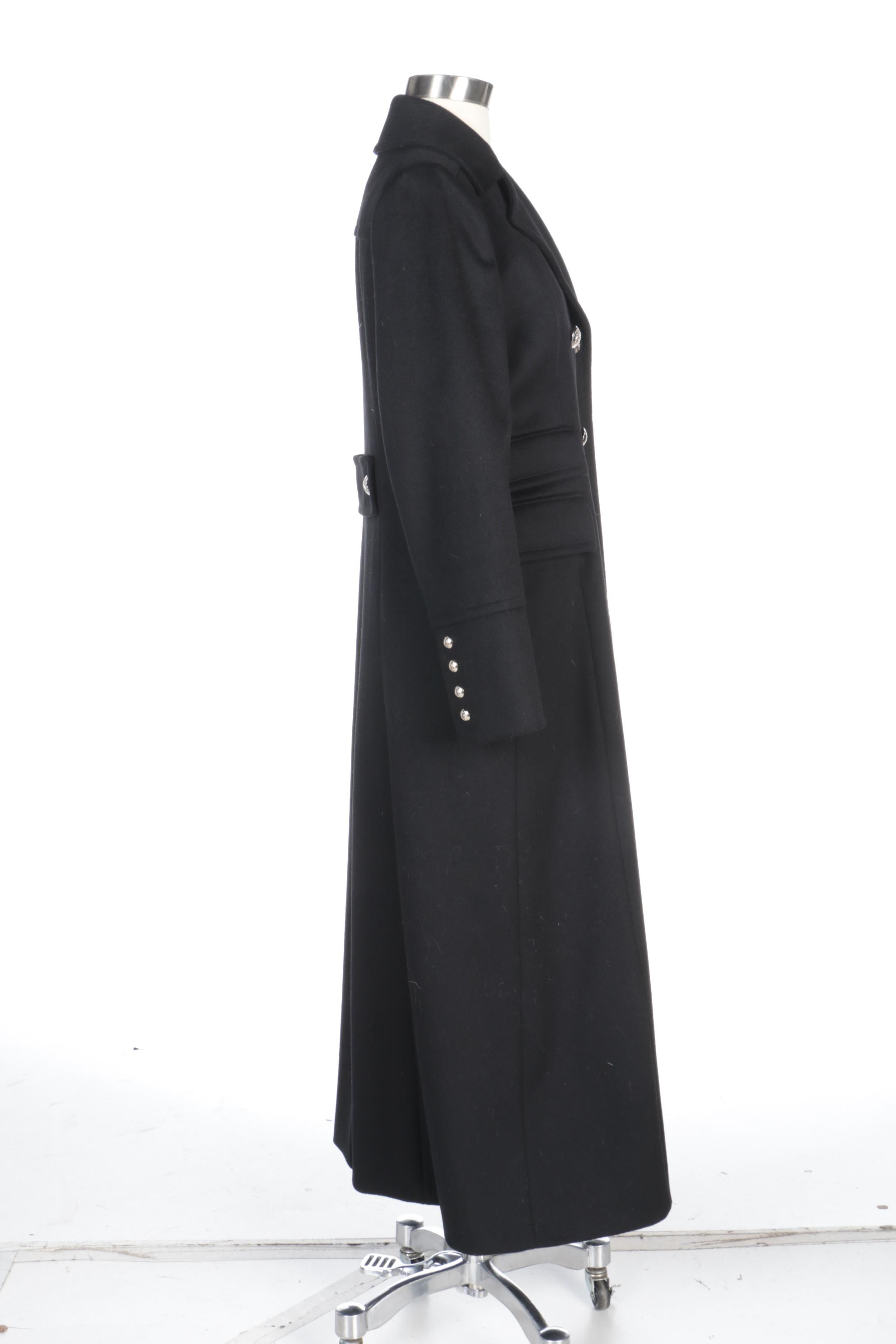 MICHAEL Michael Kors Black Wool Double-Breasted Full-Length Coat