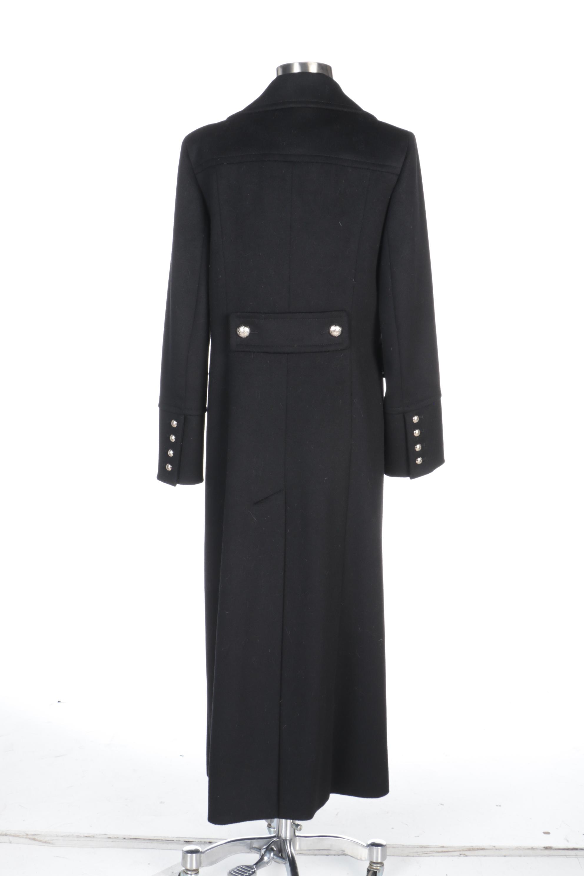 MICHAEL Michael Kors Black Wool Double-Breasted Full-Length Coat