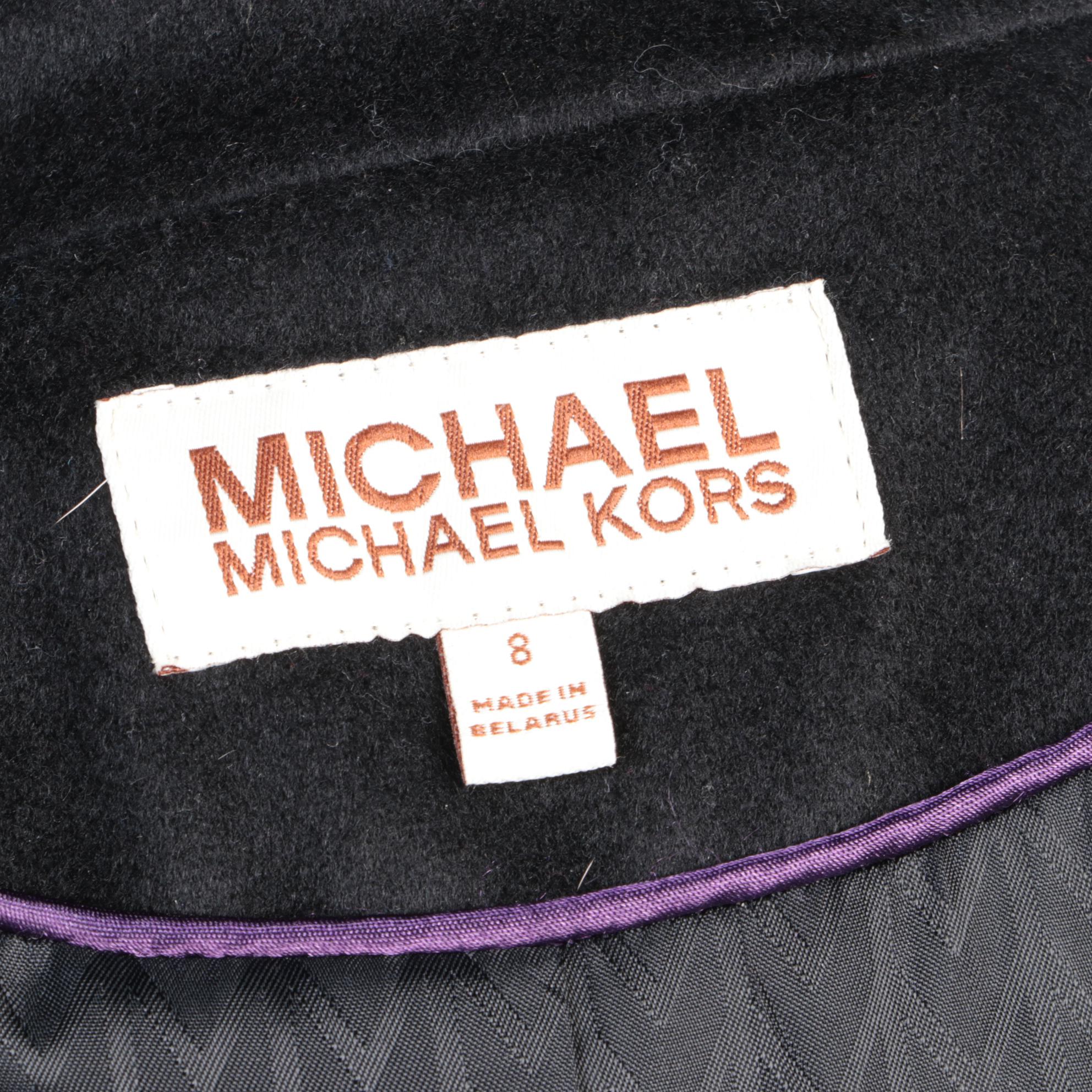 MICHAEL Michael Kors Black Wool Double-Breasted Full-Length Coat