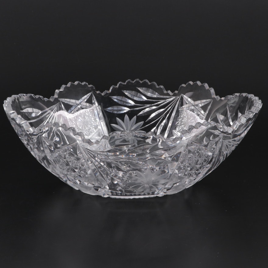 Cut Glass Sawtooth Rim Scallop Bowl, 20th Century