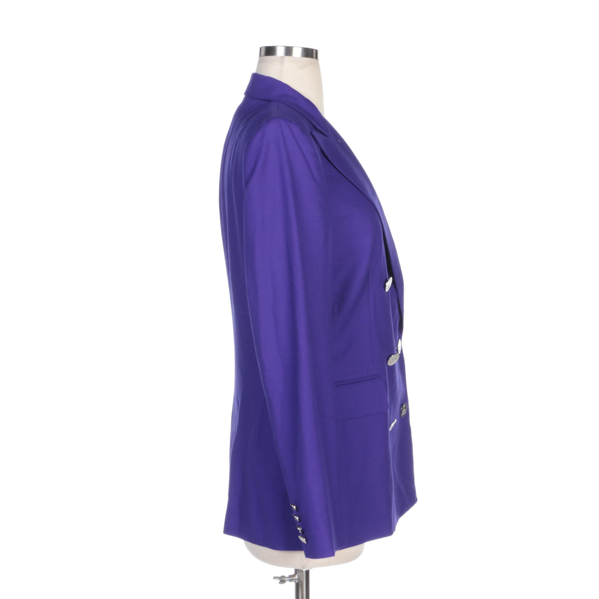 Ralph Lauren Purple Label Double-Breasted Purple Cashmere Jacket