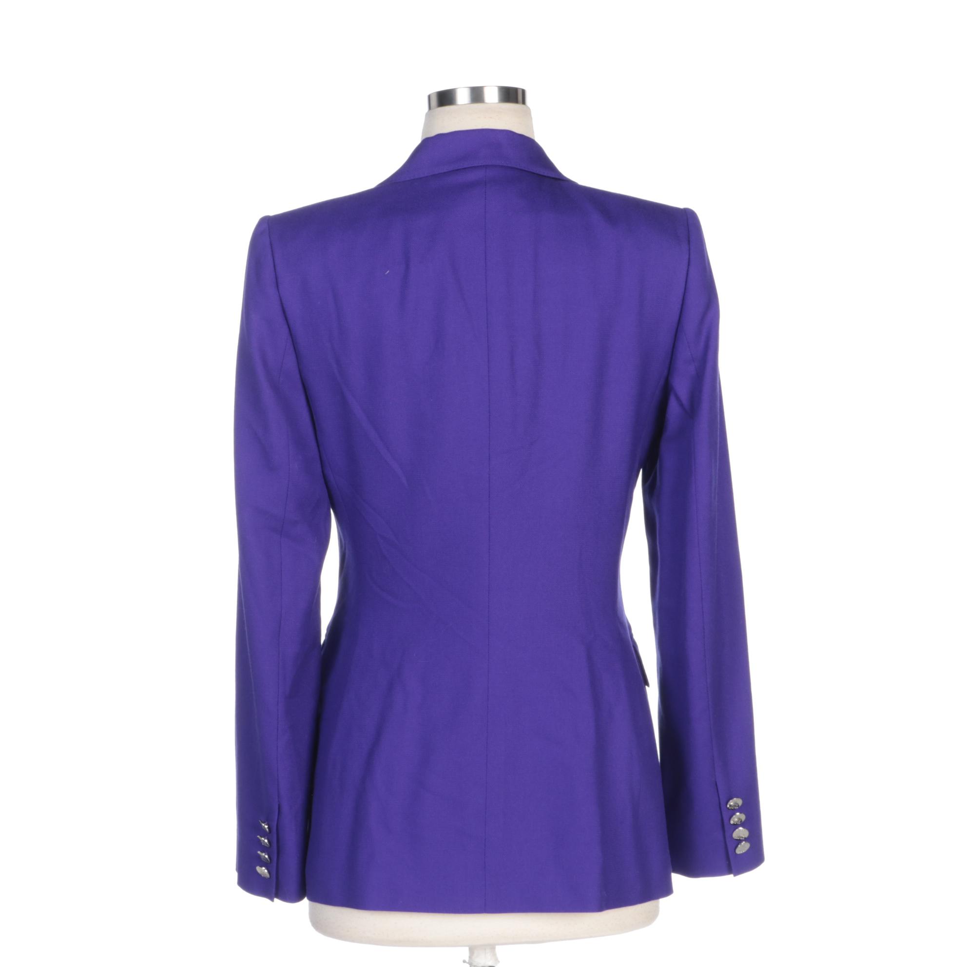 Ralph Lauren Purple Label Double-Breasted Purple Cashmere Jacket